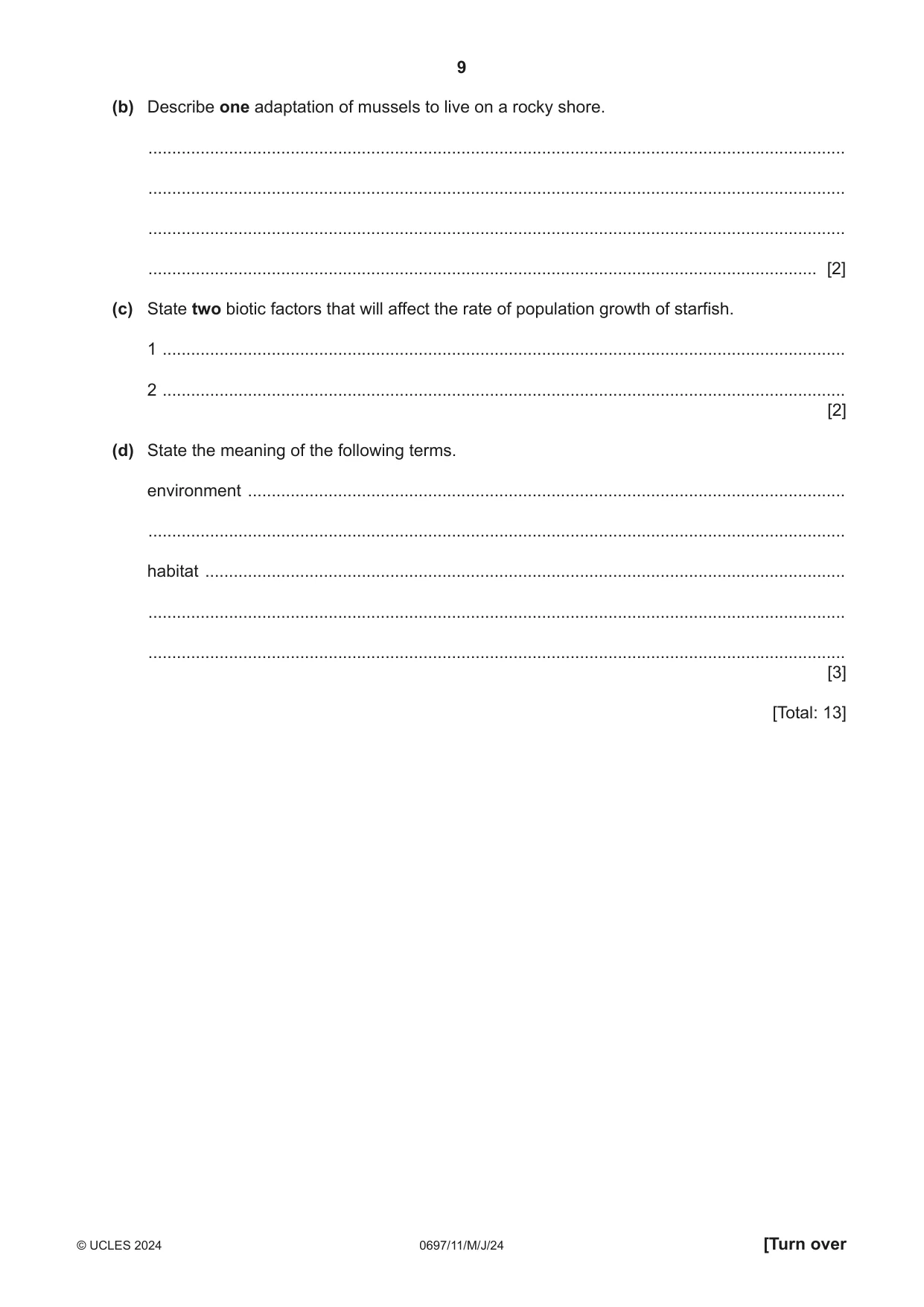 Cambridge IGCSE Marine Science (Maldives only) 0697 2024 May/June Paper 1 · Variant 1 question paper, page 9 of 20