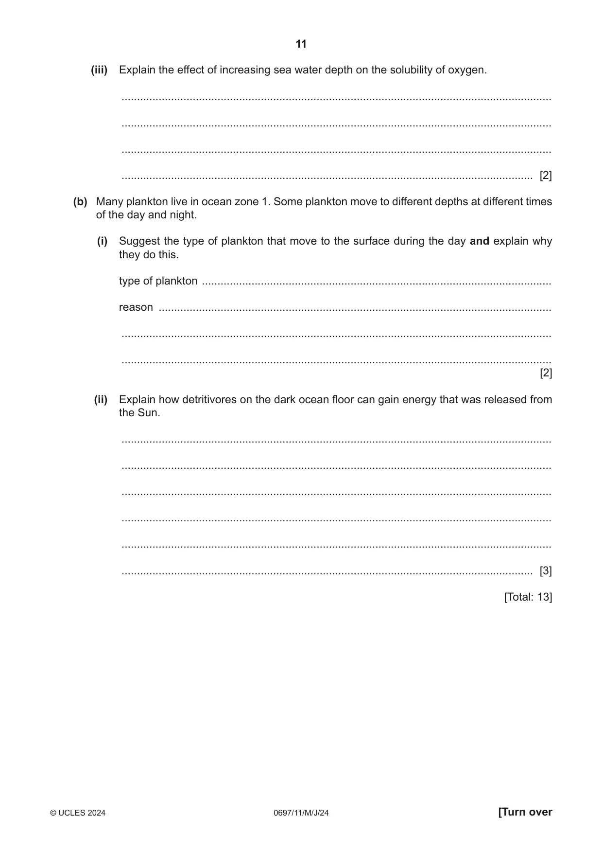 Cambridge IGCSE Marine Science (Maldives only) 0697 2024 May/June Paper 1 · Variant 1 question paper, page 11 of 20