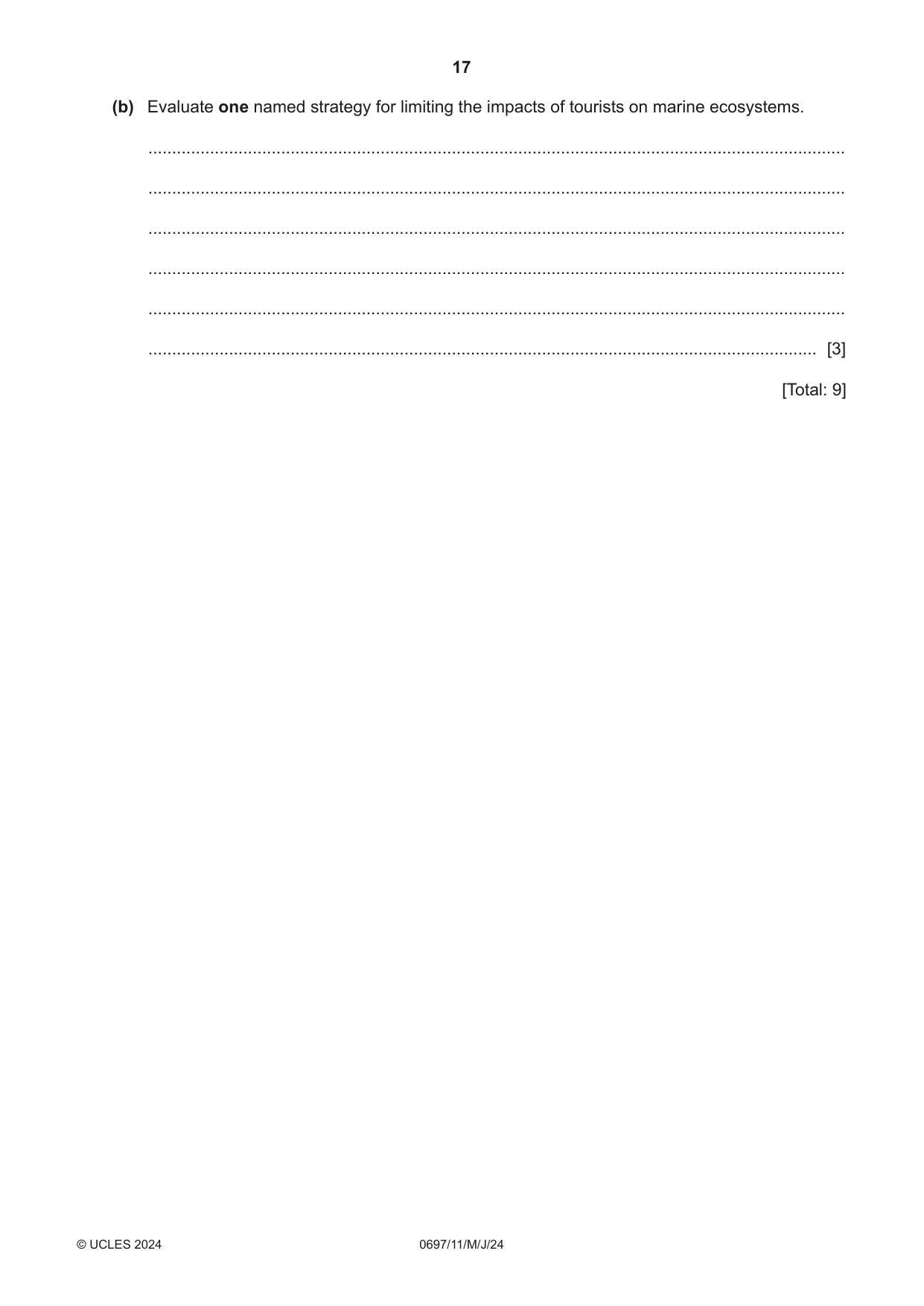 Cambridge IGCSE Marine Science (Maldives only) 0697 2024 May/June Paper 1 · Variant 1 question paper, page 17 of 20