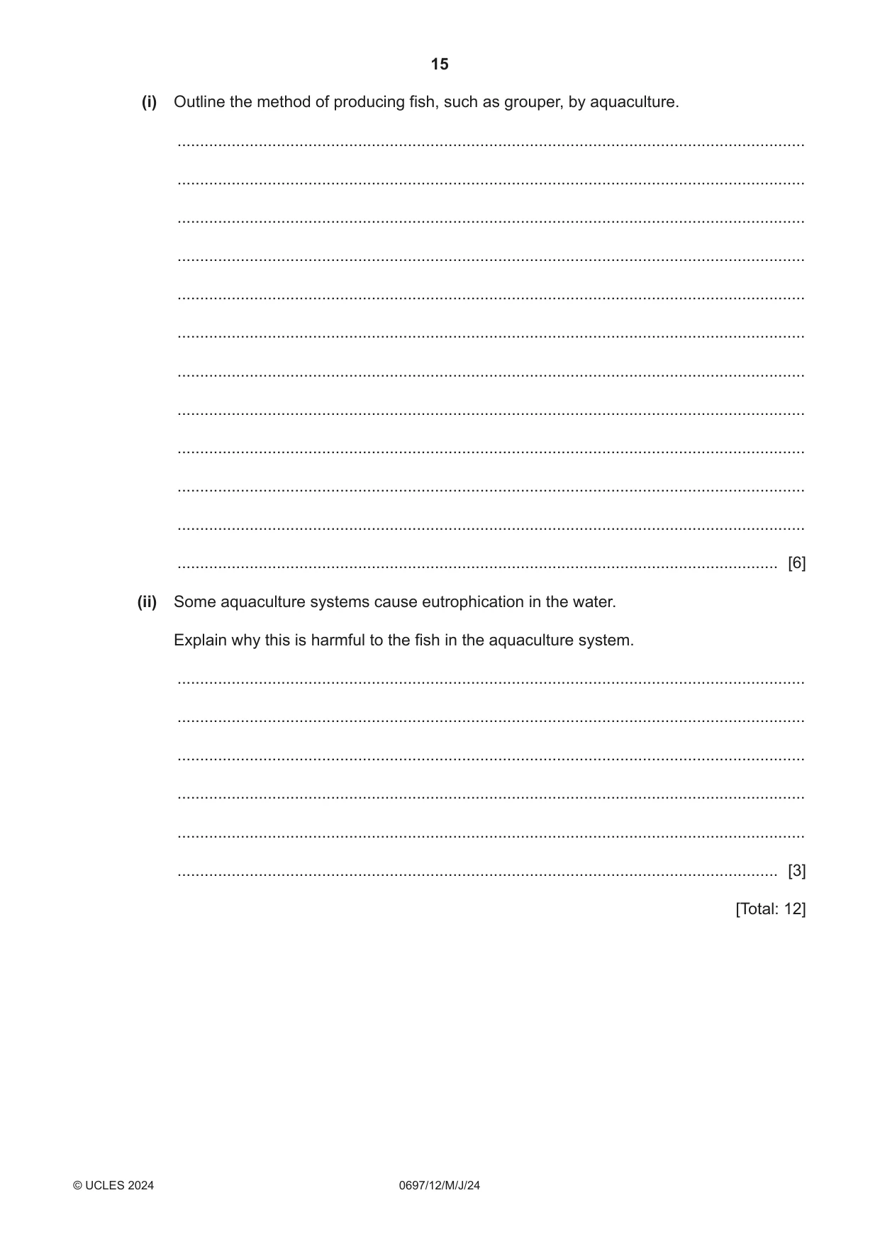 Cambridge IGCSE Marine Science (Maldives only) 0697 2024 May/June Paper 1 · Variant 2 question paper, page 15 of 16