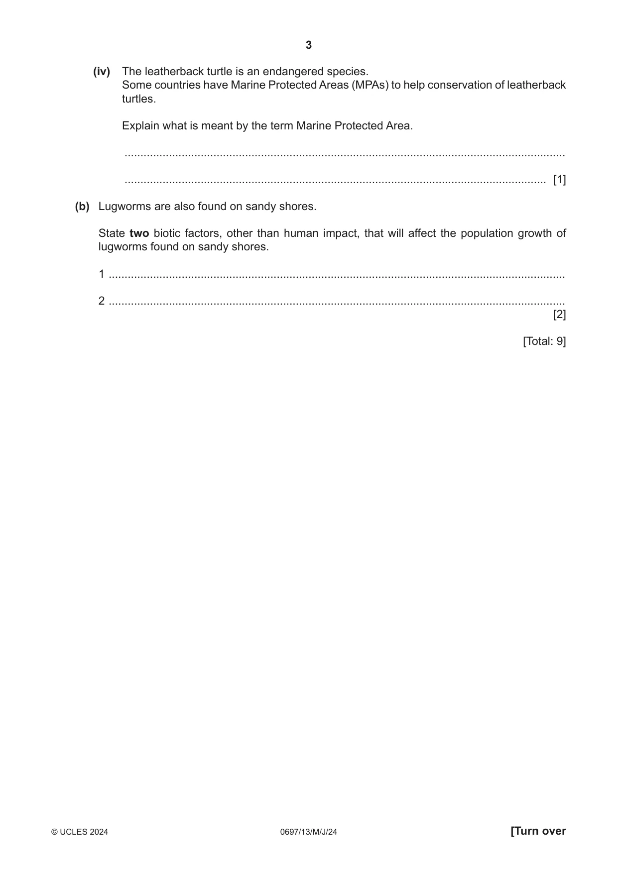 Cambridge IGCSE Marine Science (Maldives only) 0697 2024 May/June Paper 1 · Variant 3 question paper, page 3 of 16