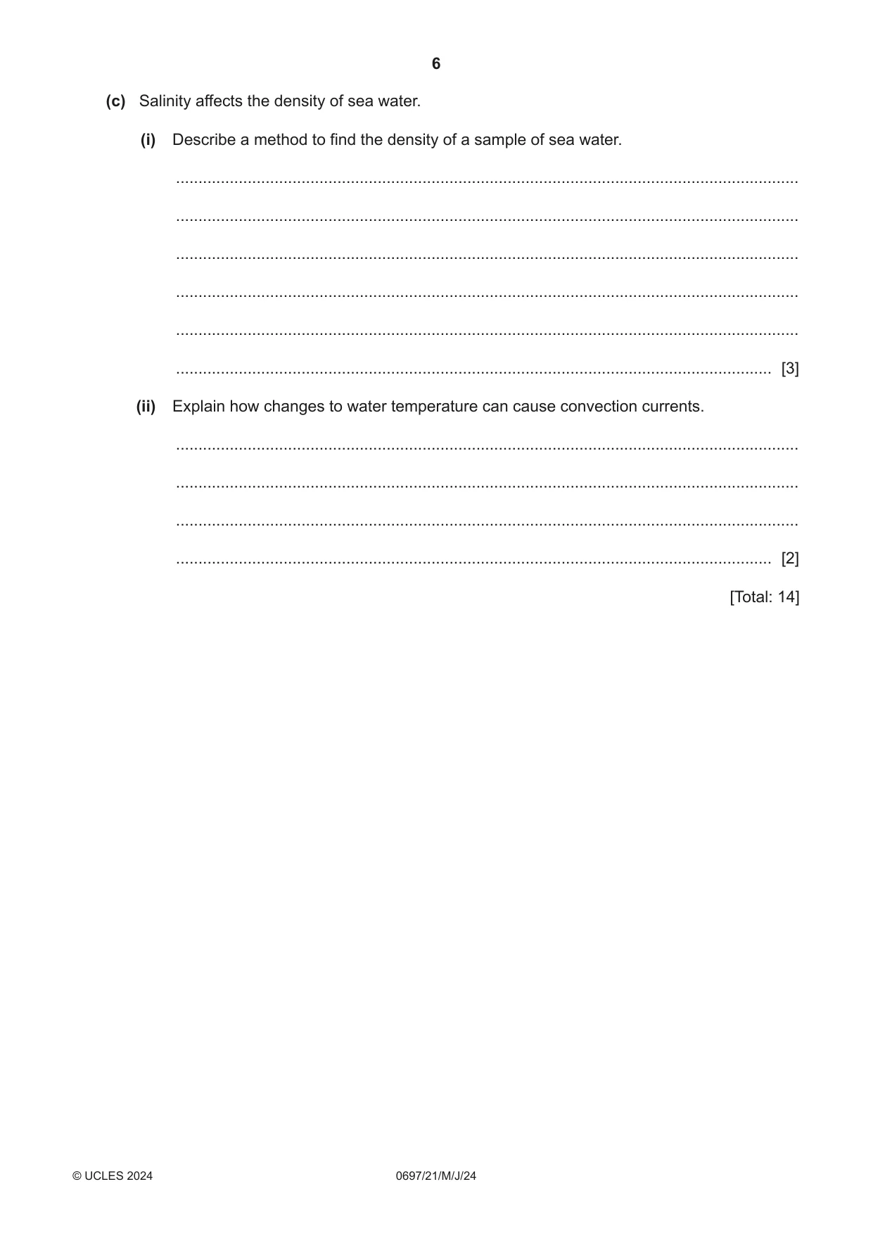 Cambridge IGCSE Marine Science (Maldives only) 0697 2024 May/June Paper 2 · Variant 1 question paper, page 6 of 20