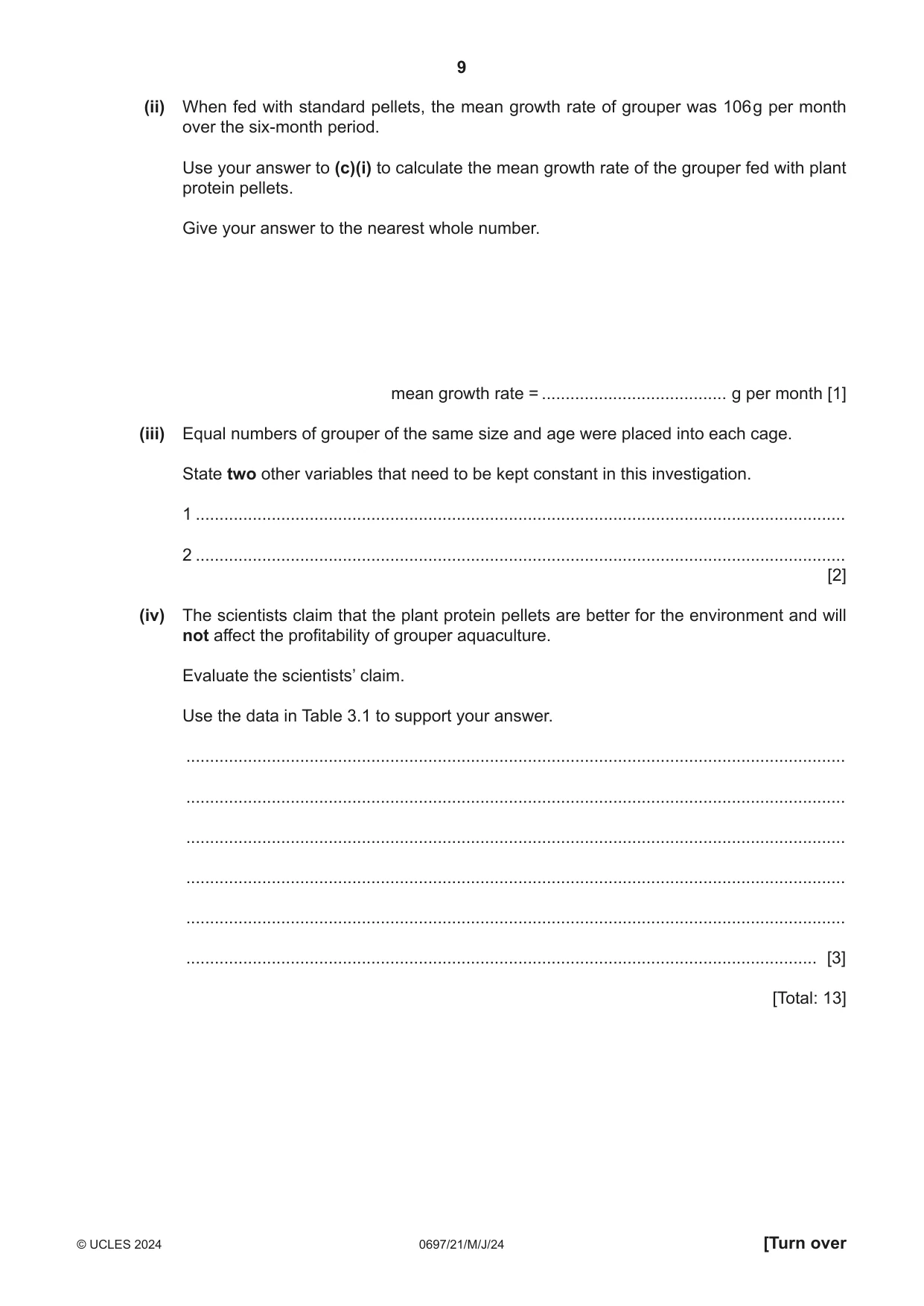 Cambridge IGCSE Marine Science (Maldives only) 0697 2024 May/June Paper 2 · Variant 1 question paper, page 9 of 20
