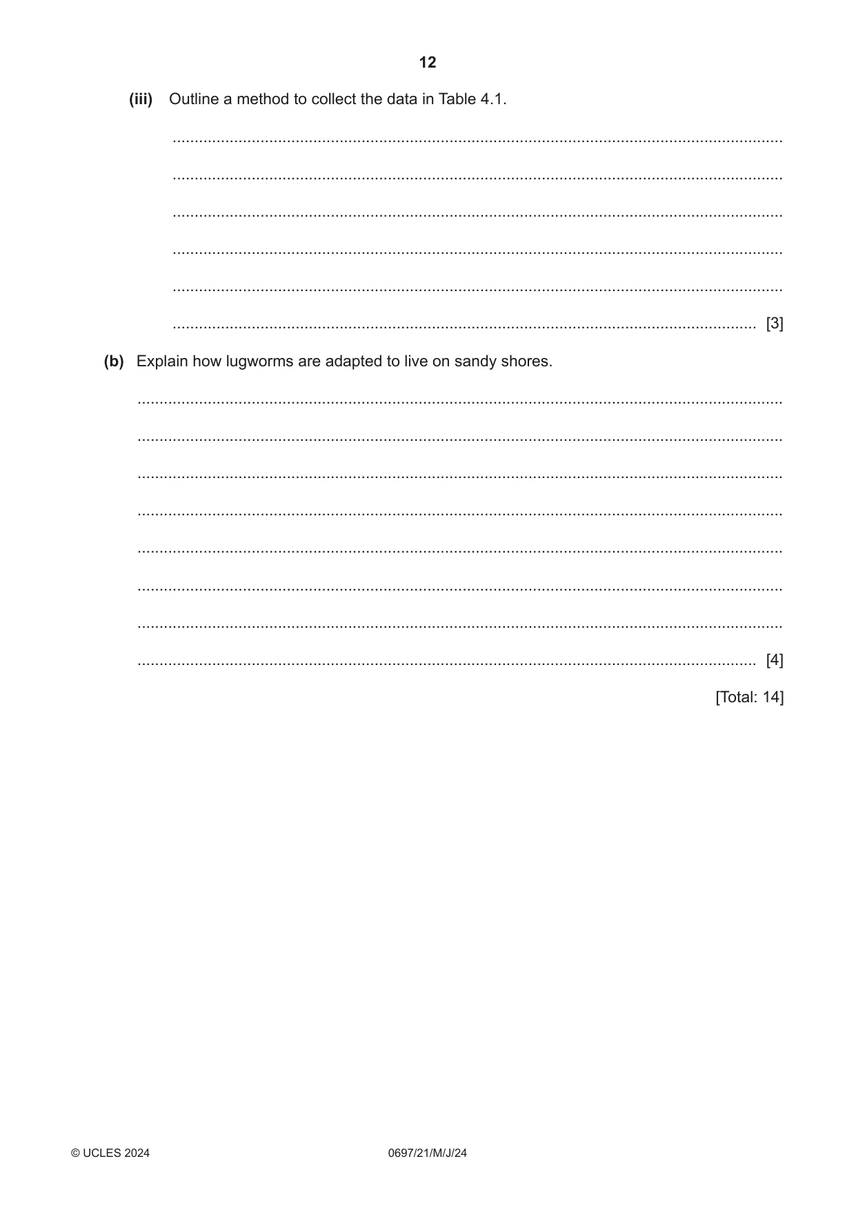Cambridge IGCSE Marine Science (Maldives only) 0697 2024 May/June Paper 2 · Variant 1 question paper, page 12 of 20