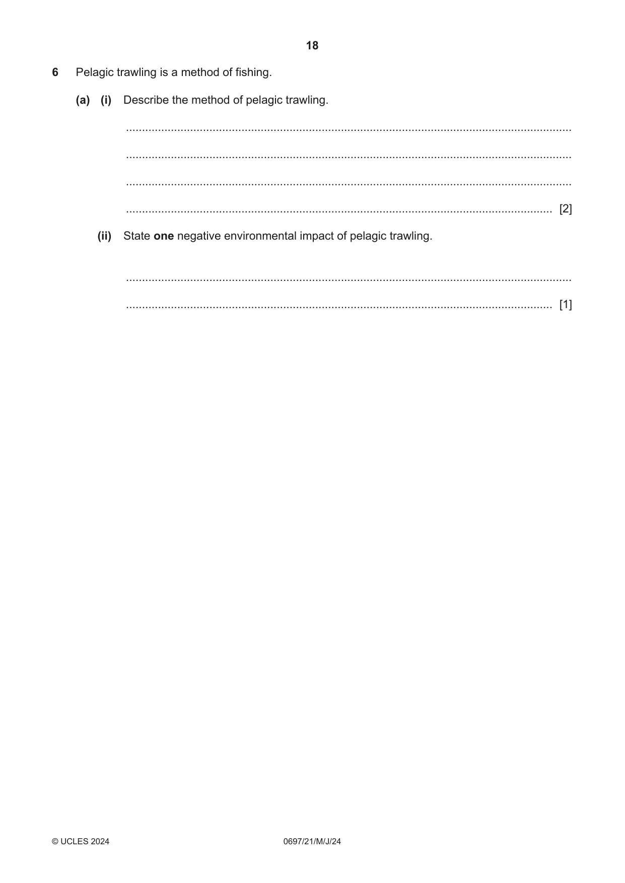 Cambridge IGCSE Marine Science (Maldives only) 0697 2024 May/June Paper 2 · Variant 1 question paper, page 18 of 20