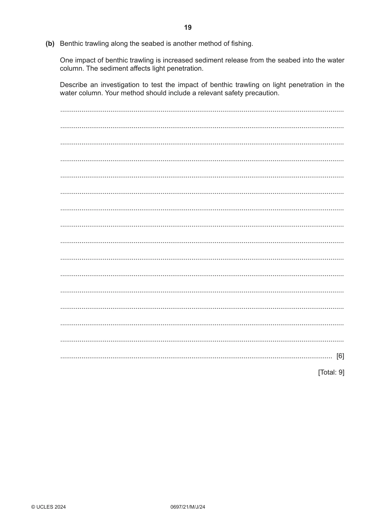 Cambridge IGCSE Marine Science (Maldives only) 0697 2024 May/June Paper 2 · Variant 1 question paper, page 19 of 20