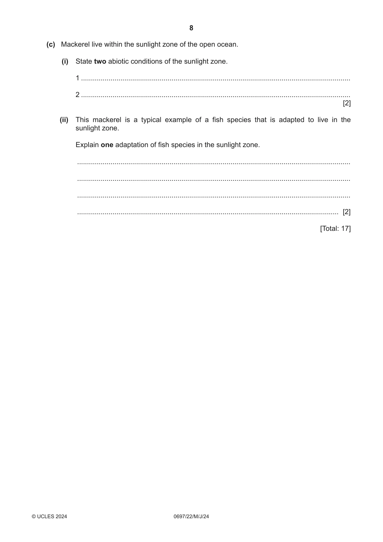 Cambridge IGCSE Marine Science (Maldives only) 0697 2024 May/June Paper 2 · Variant 2 question paper, page 8 of 24