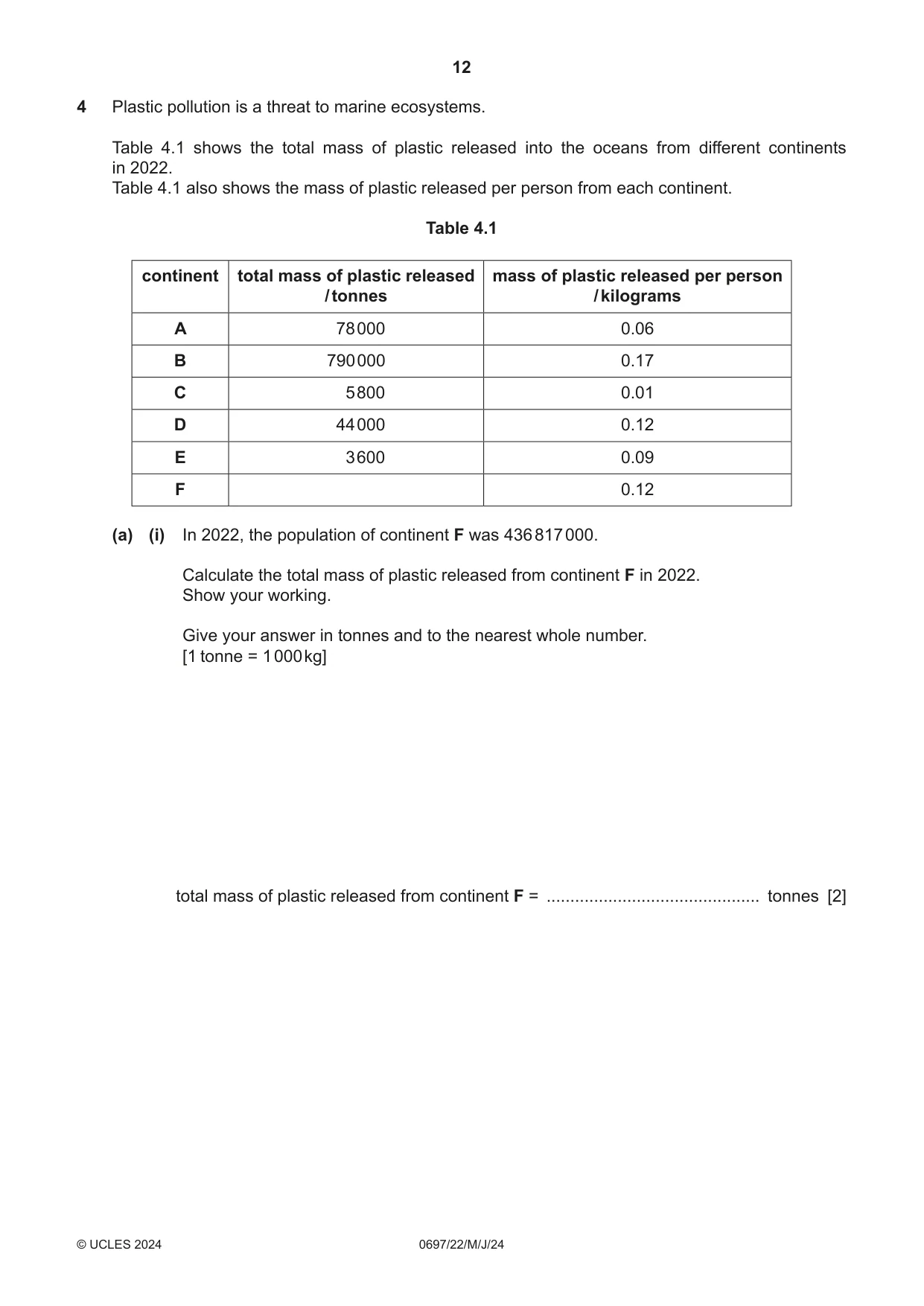 Cambridge IGCSE Marine Science (Maldives only) 0697 2024 May/June Paper 2 · Variant 2 question paper, page 12 of 24
