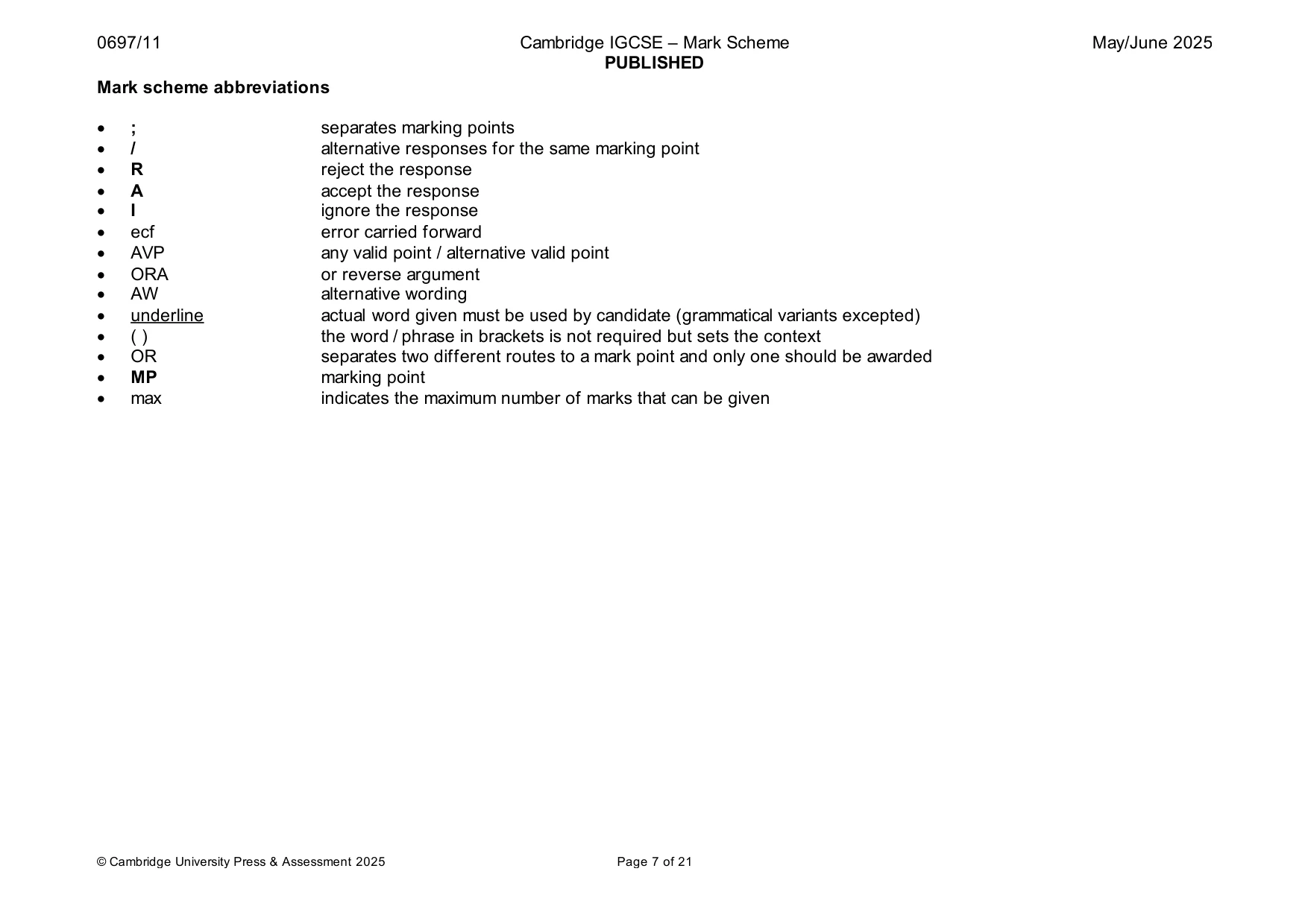 Mark scheme, page 7 of 21