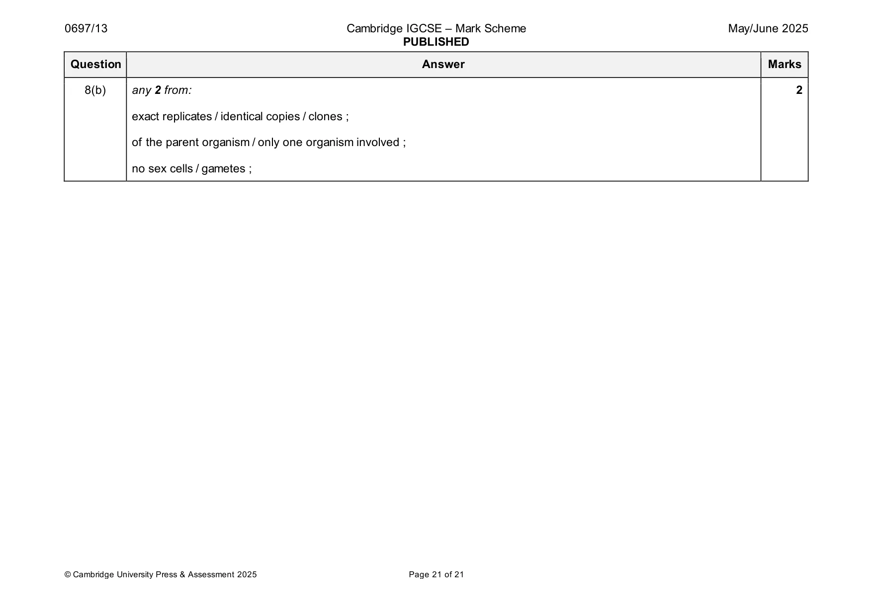 Mark scheme, page 21 of 21