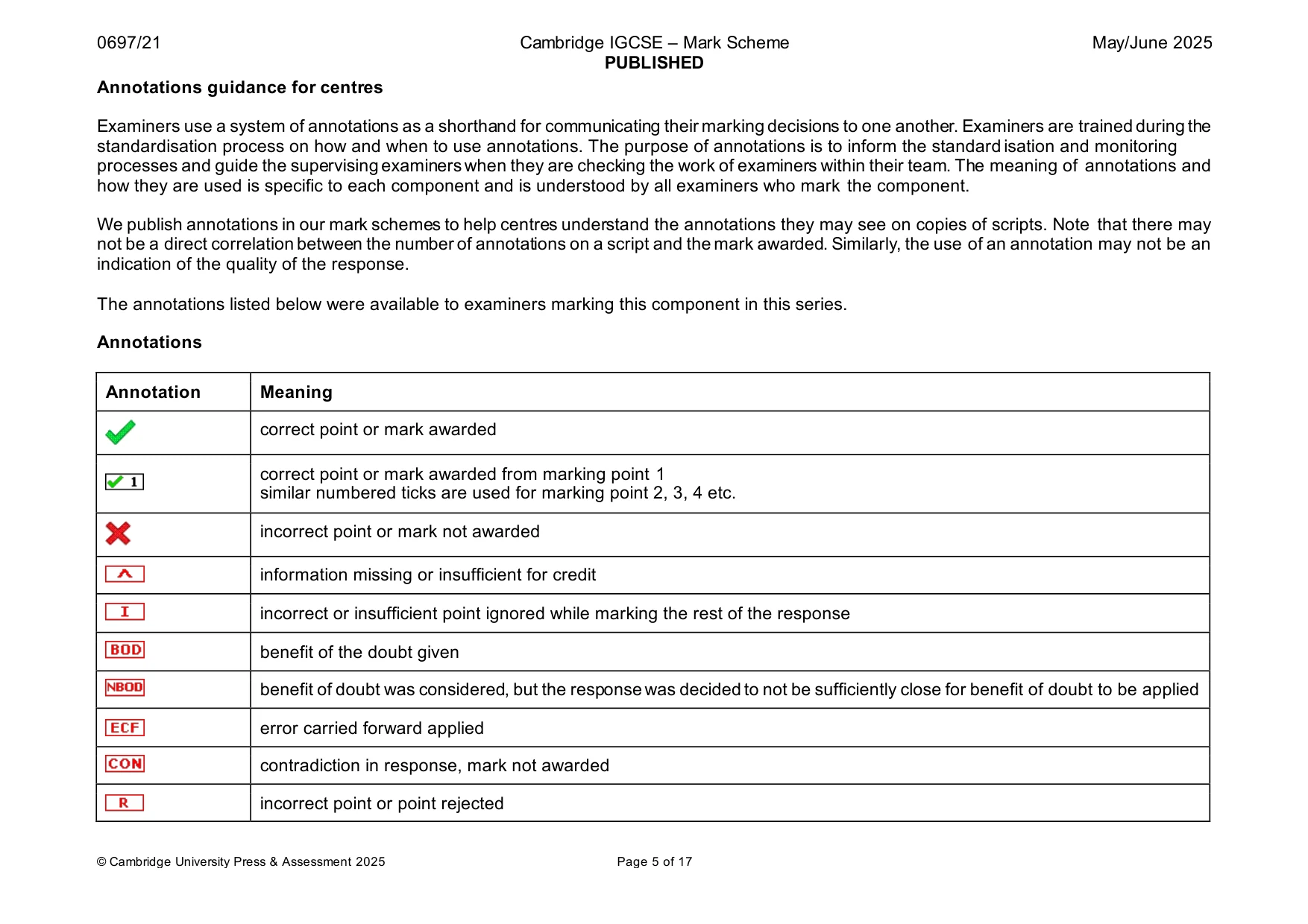 Mark scheme, page 5 of 17