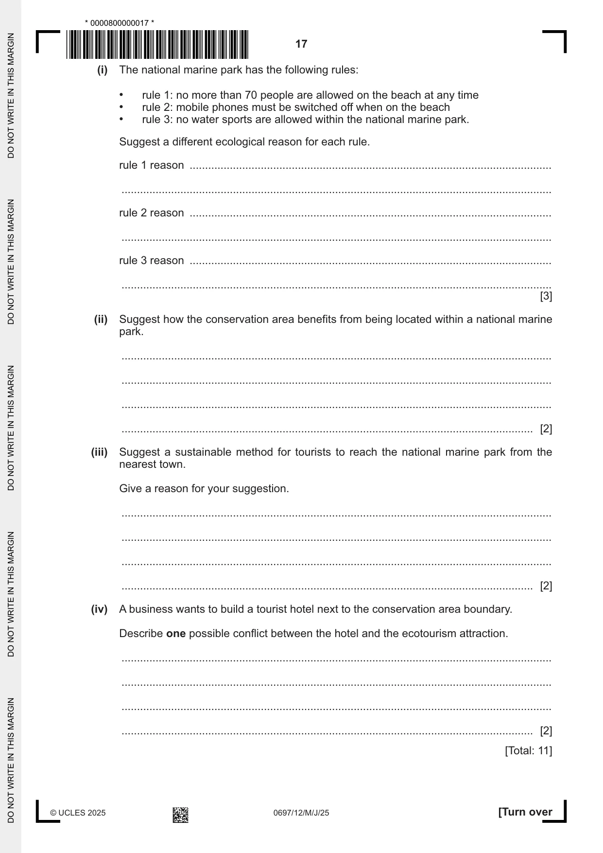 Cambridge IGCSE Marine Science (Maldives only) 0697 2025 May/June Paper 1 · Variant 2 question paper, page 17 of 20