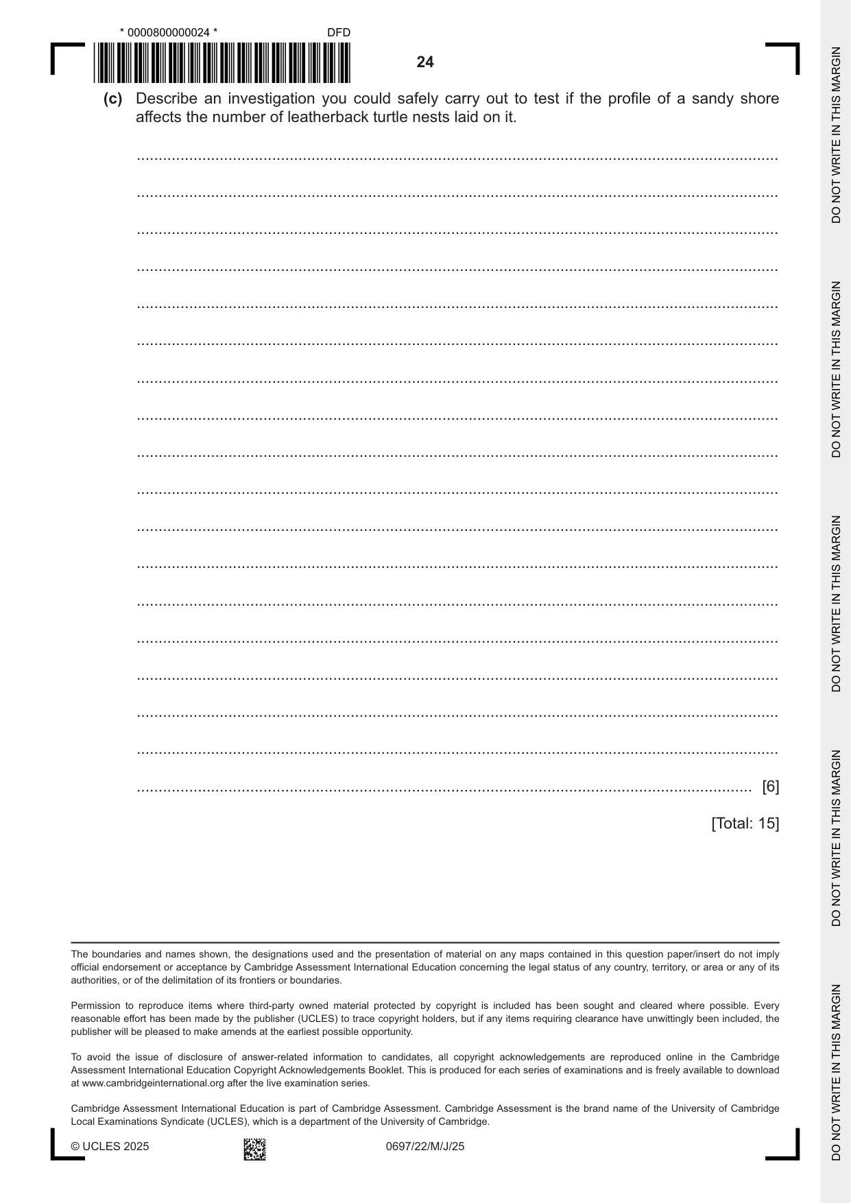 Cambridge IGCSE Marine Science (Maldives only) 0697 2025 May/June Paper 2 · Variant 2 question paper, page 24 of 24