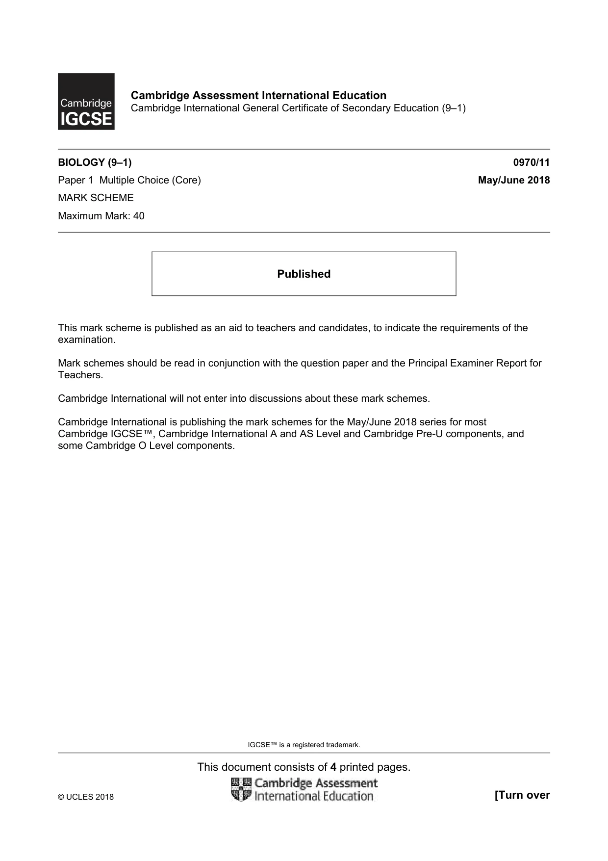 Mark scheme, page 1 of 4