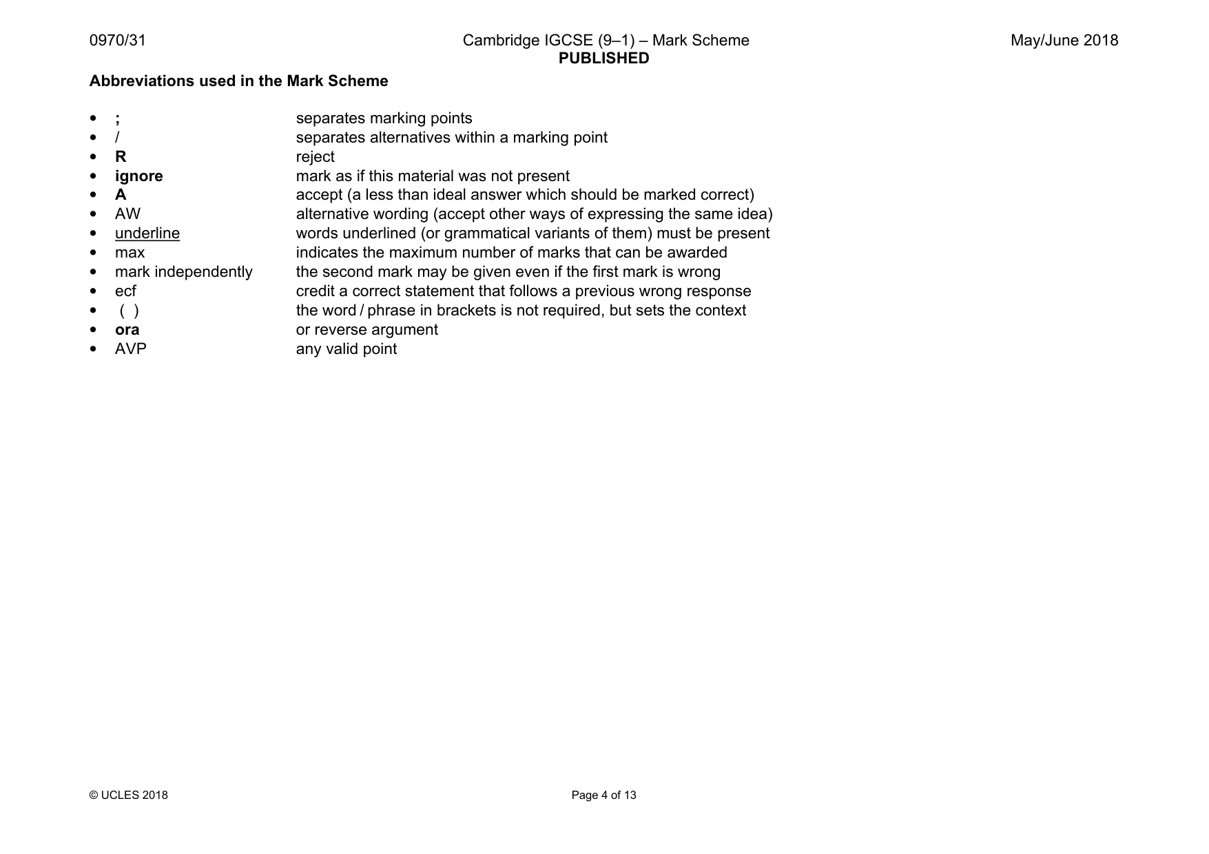 Mark scheme, page 4 of 13