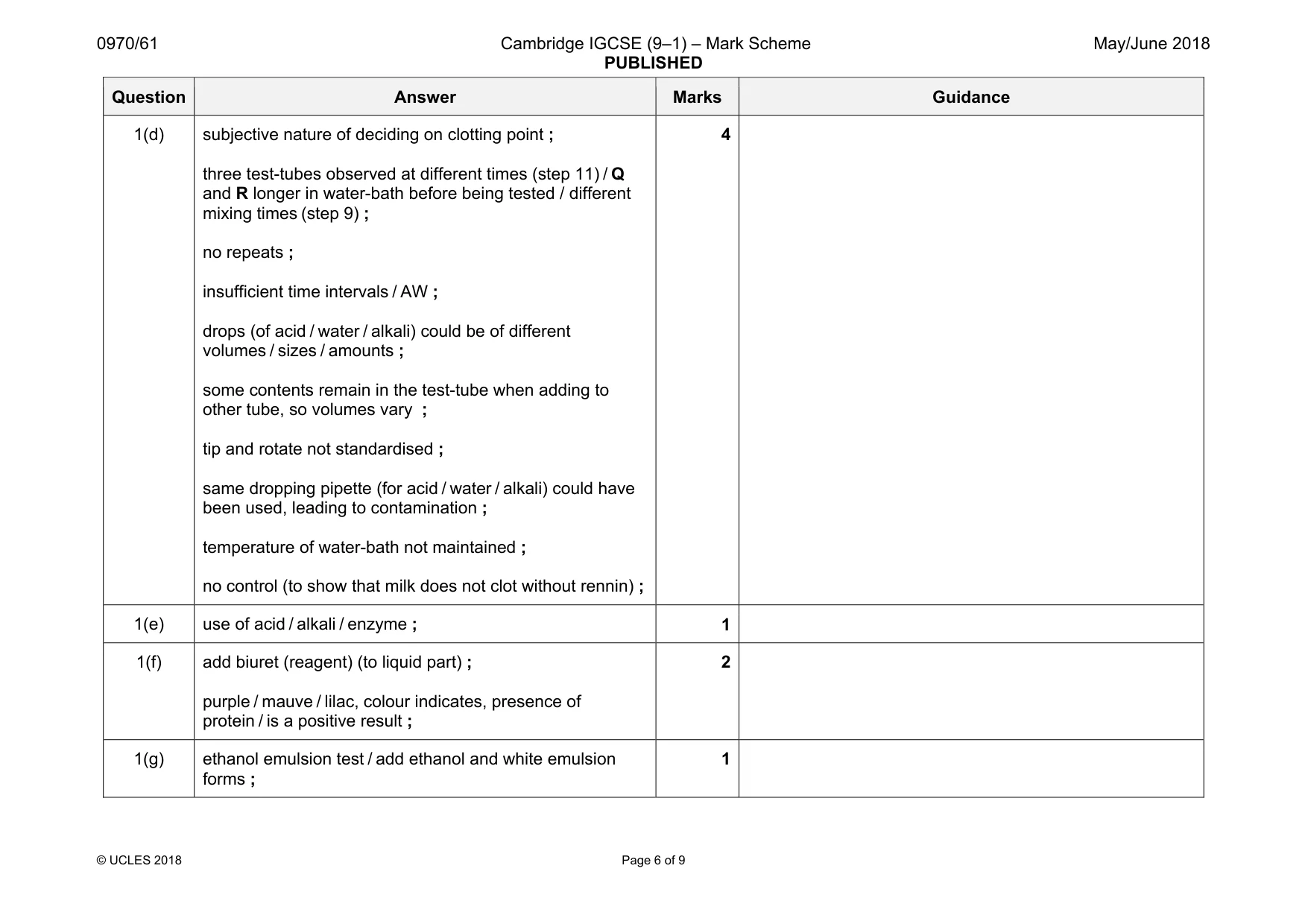 Mark scheme, page 6 of 9