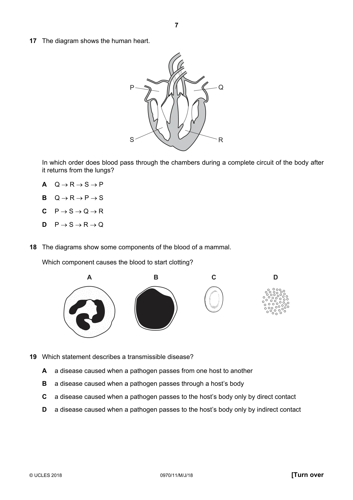 Cambridge IGCSE Biology (9-1) 0970 2018 May/June Paper 1 · Variant 1 question paper, page 7 of 16