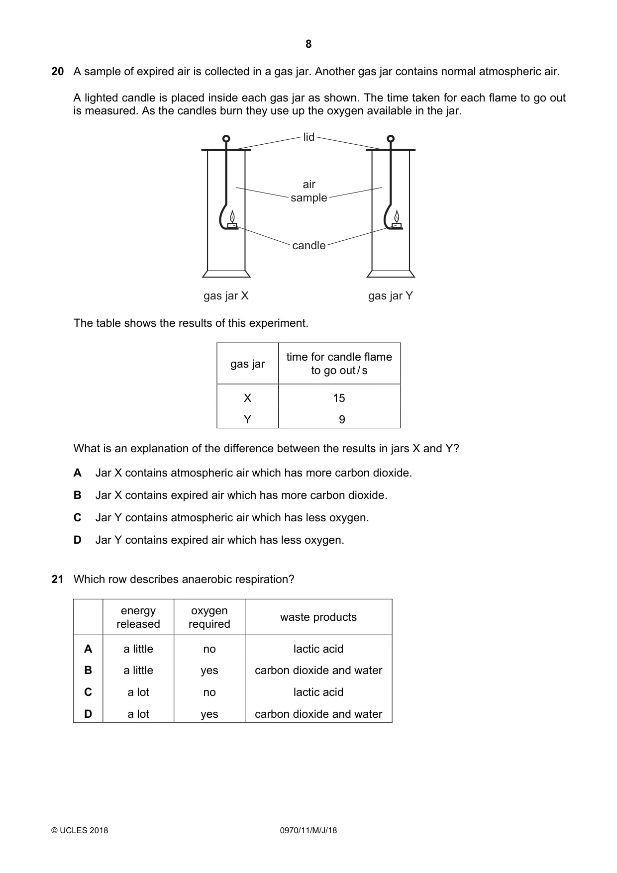 Cambridge IGCSE Biology (9-1) 0970 2018 May/June Paper 1 · Variant 1 question paper, page 8 of 16