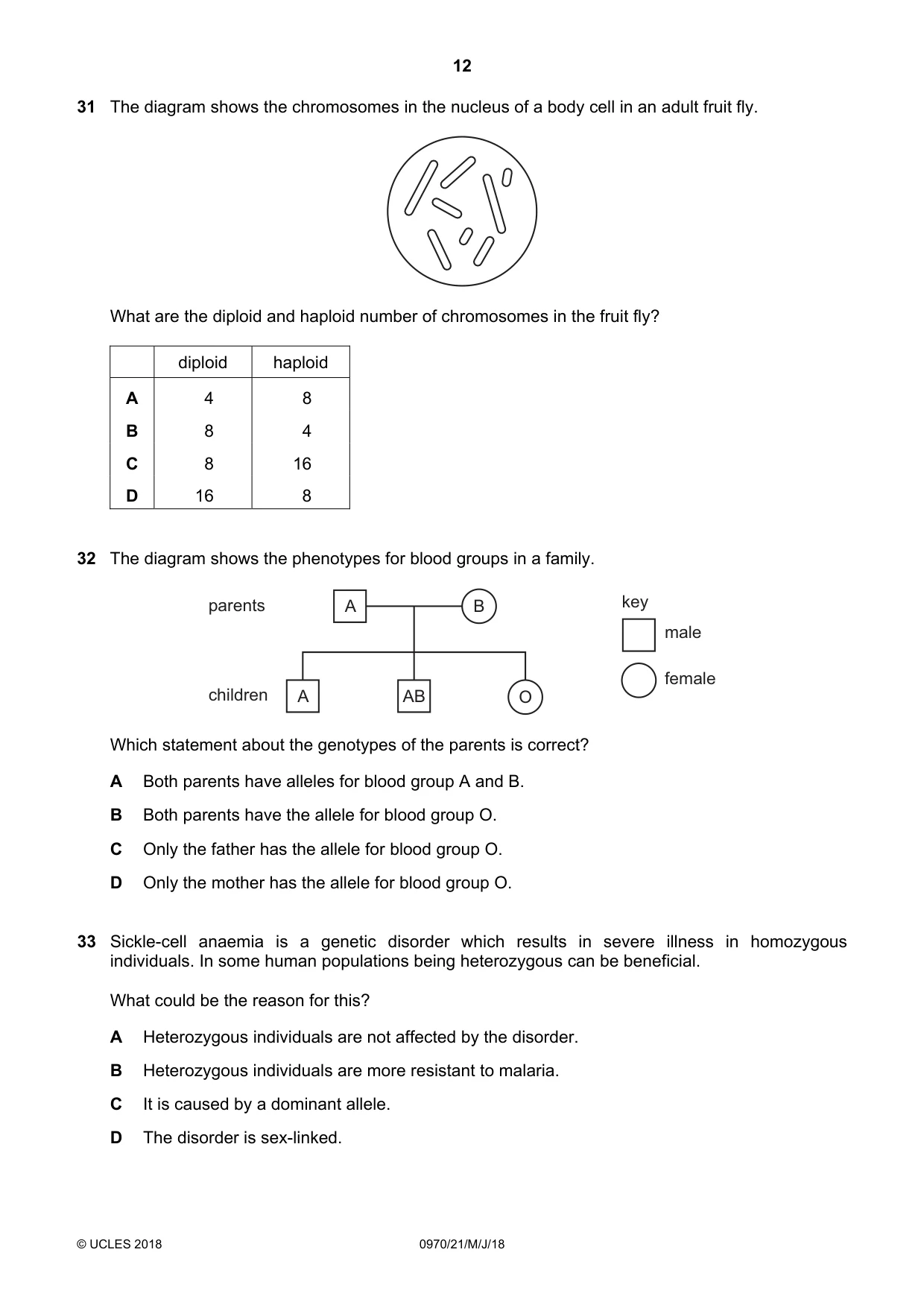 Cambridge IGCSE Biology (9-1) 0970 2018 May/June Paper 2 · Variant 1 question paper, page 12 of 16