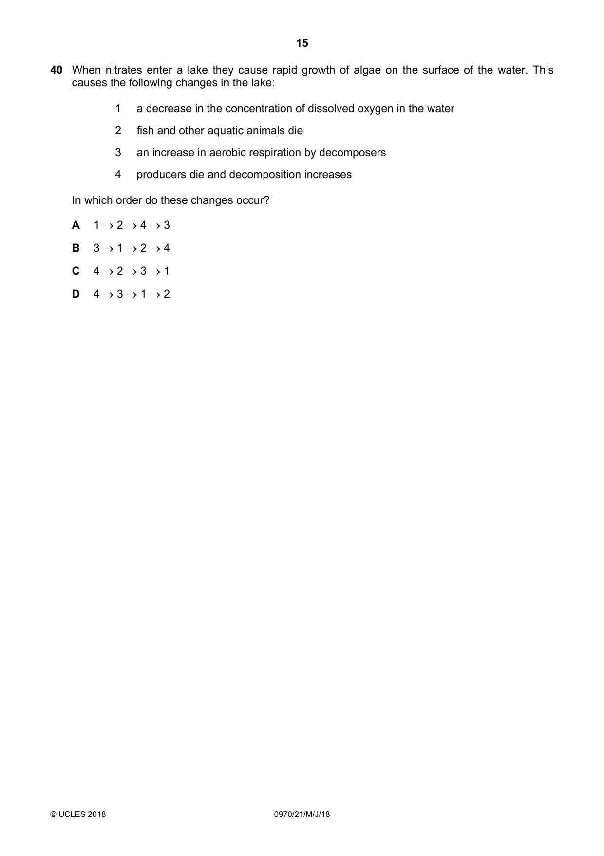 Cambridge IGCSE Biology (9-1) 0970 2018 May/June Paper 2 · Variant 1 question paper, page 15 of 16