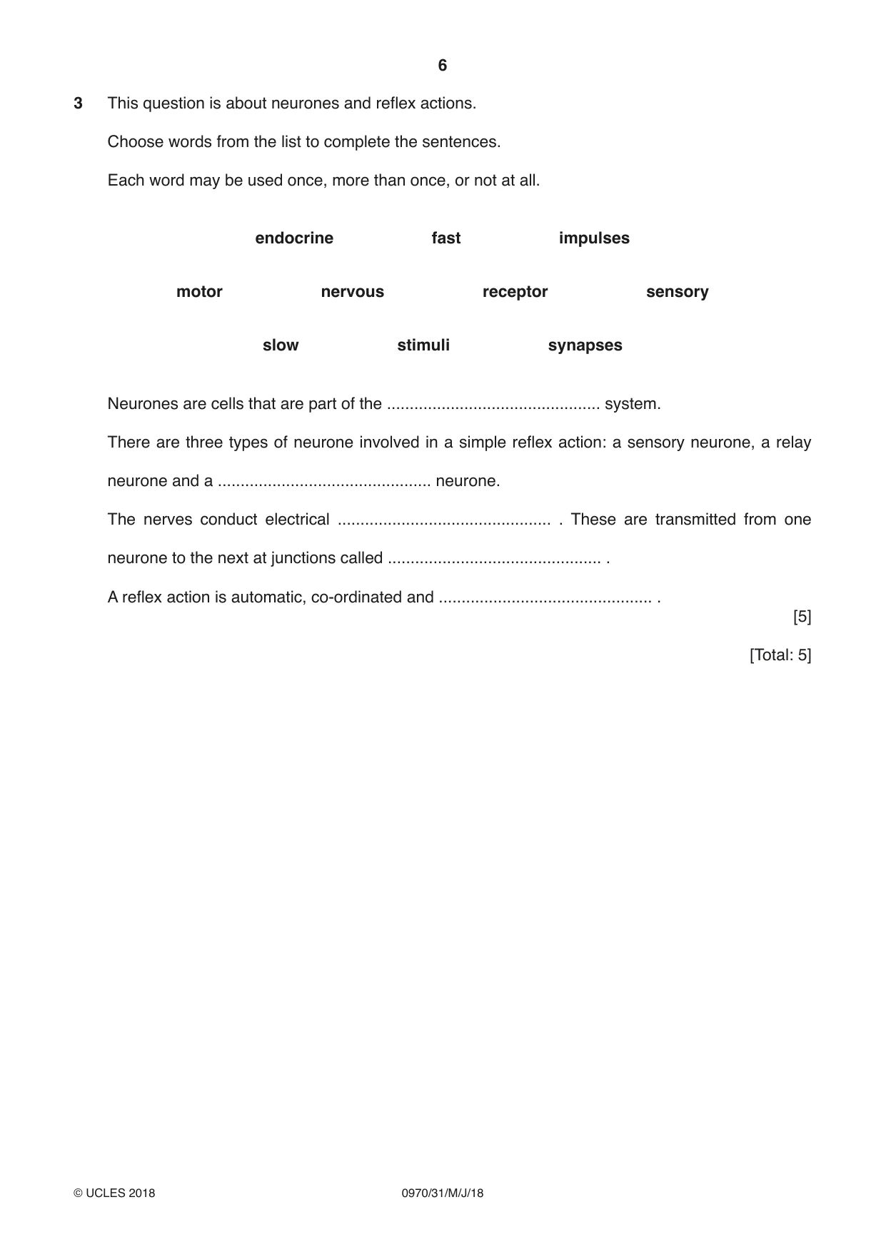 Cambridge IGCSE Biology (9-1) 0970 2018 May/June Paper 3 · Variant 1 question paper, page 6 of 20