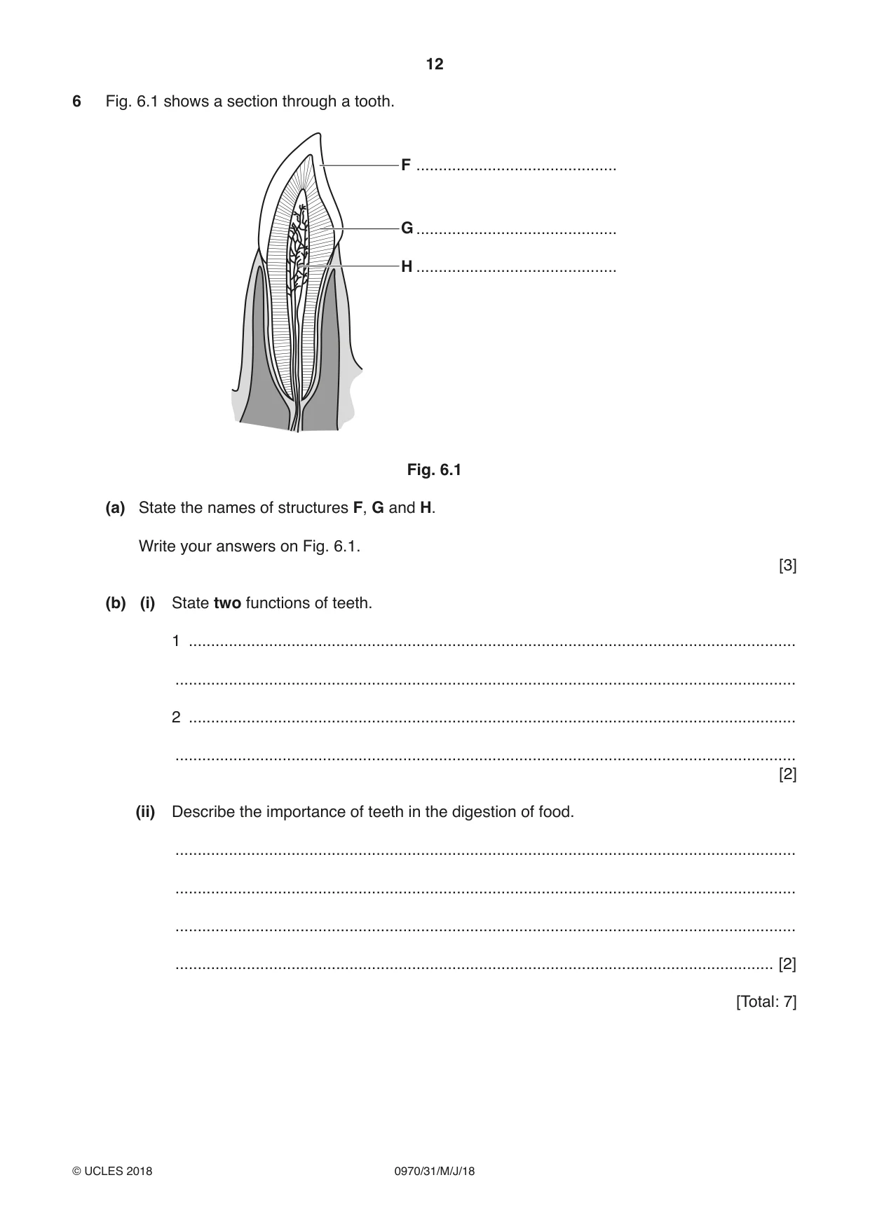 Cambridge IGCSE Biology (9-1) 0970 2018 May/June Paper 3 · Variant 1 question paper, page 12 of 20