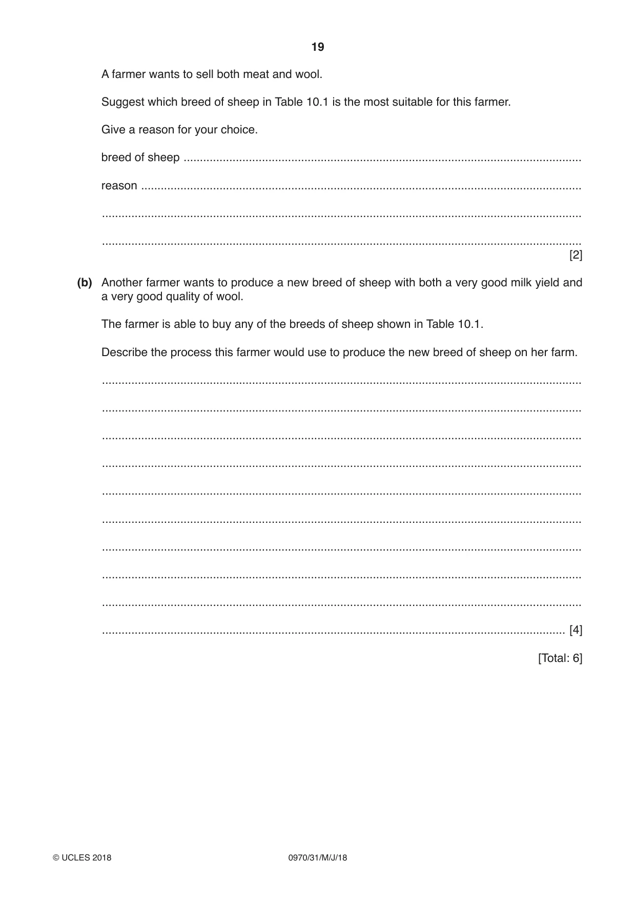 Cambridge IGCSE Biology (9-1) 0970 2018 May/June Paper 3 · Variant 1 question paper, page 19 of 20