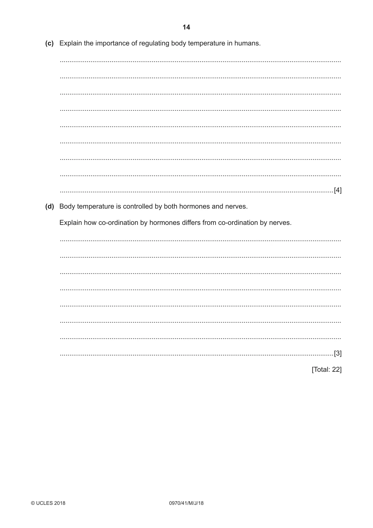 Cambridge IGCSE Biology (9-1) 0970 2018 May/June Paper 4 · Variant 1 question paper, page 14 of 20