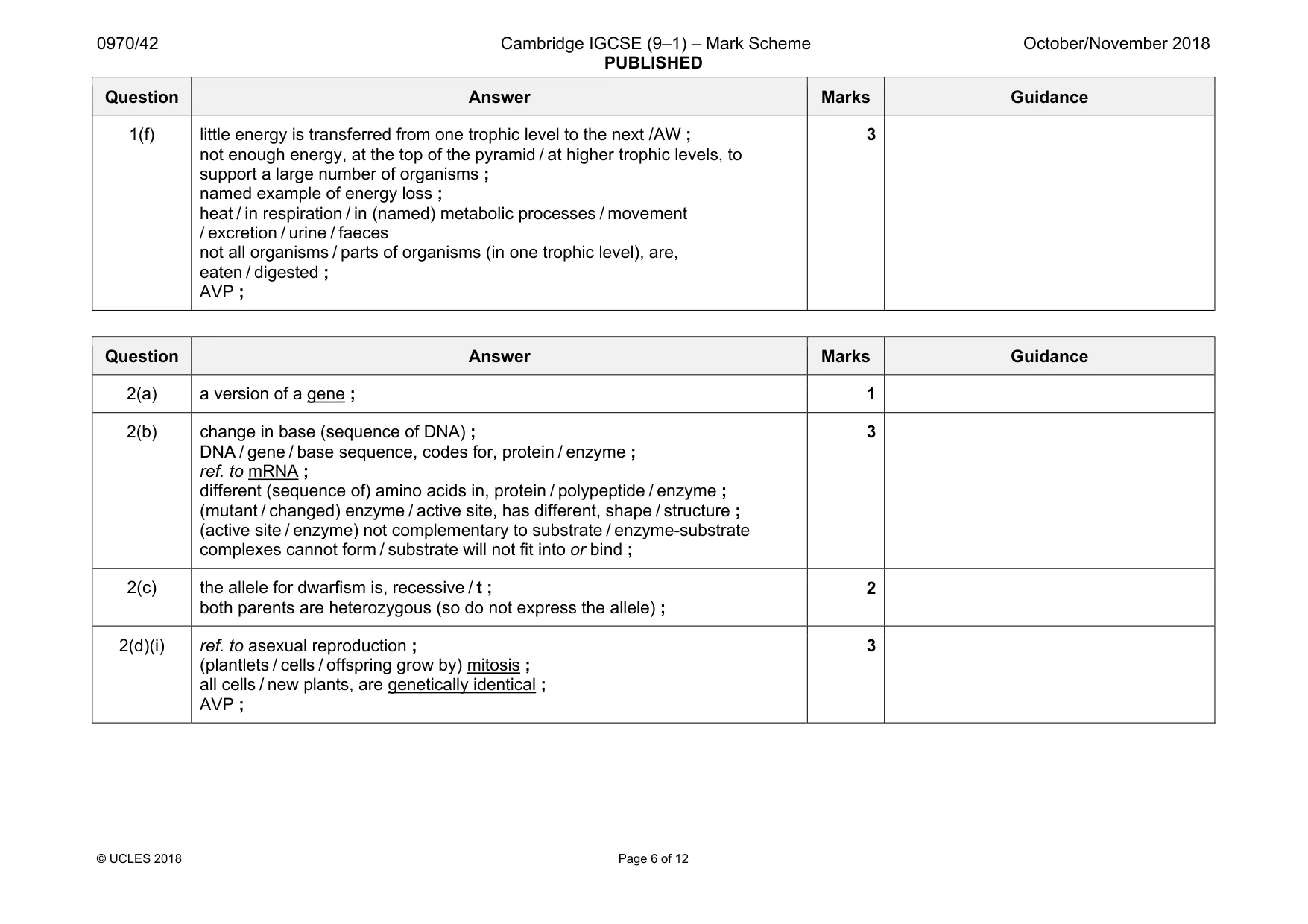 Mark scheme, page 6 of 12