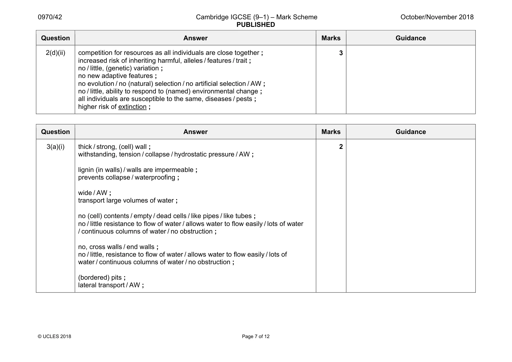 Mark scheme, page 7 of 12
