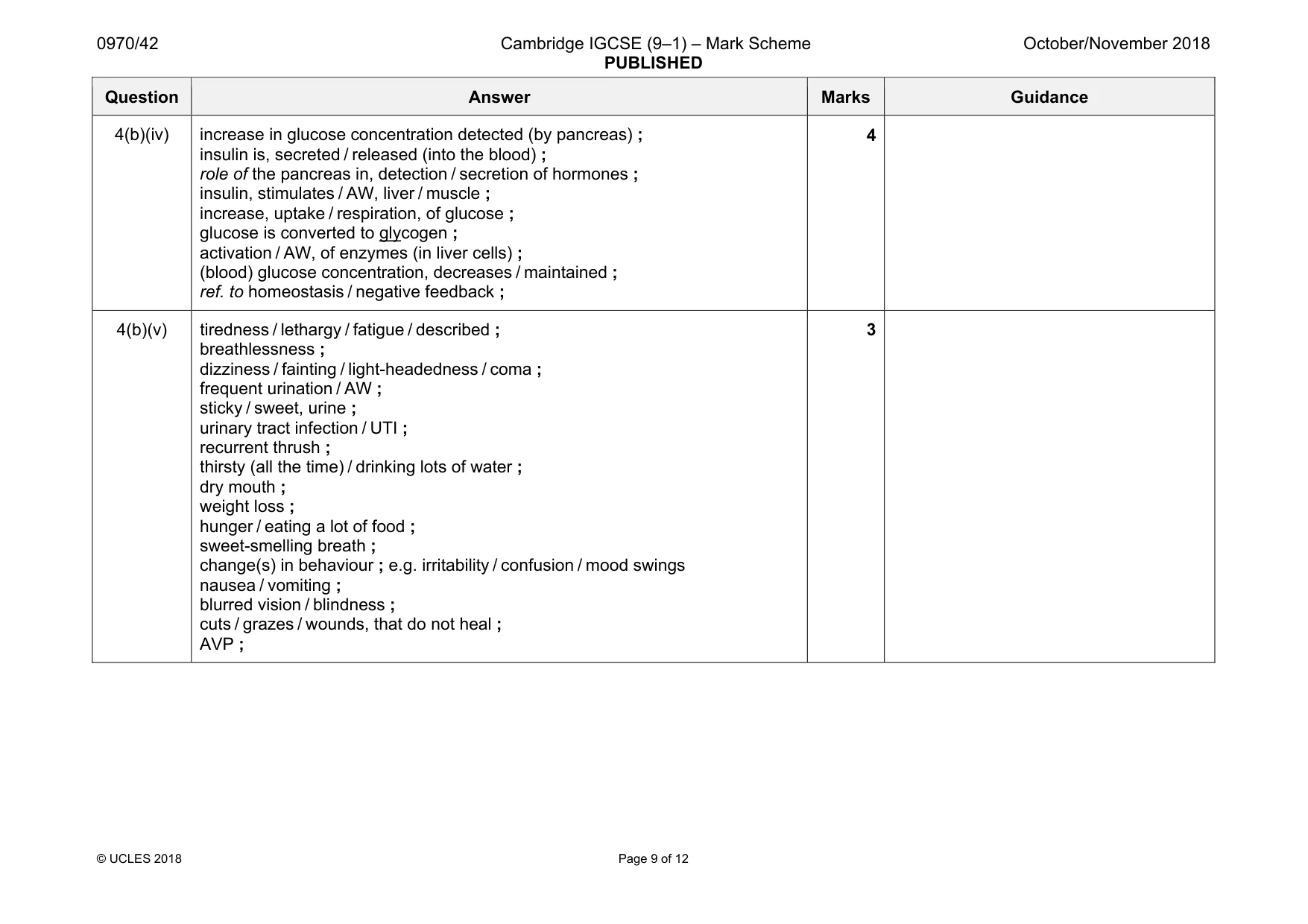 Mark scheme, page 9 of 12
