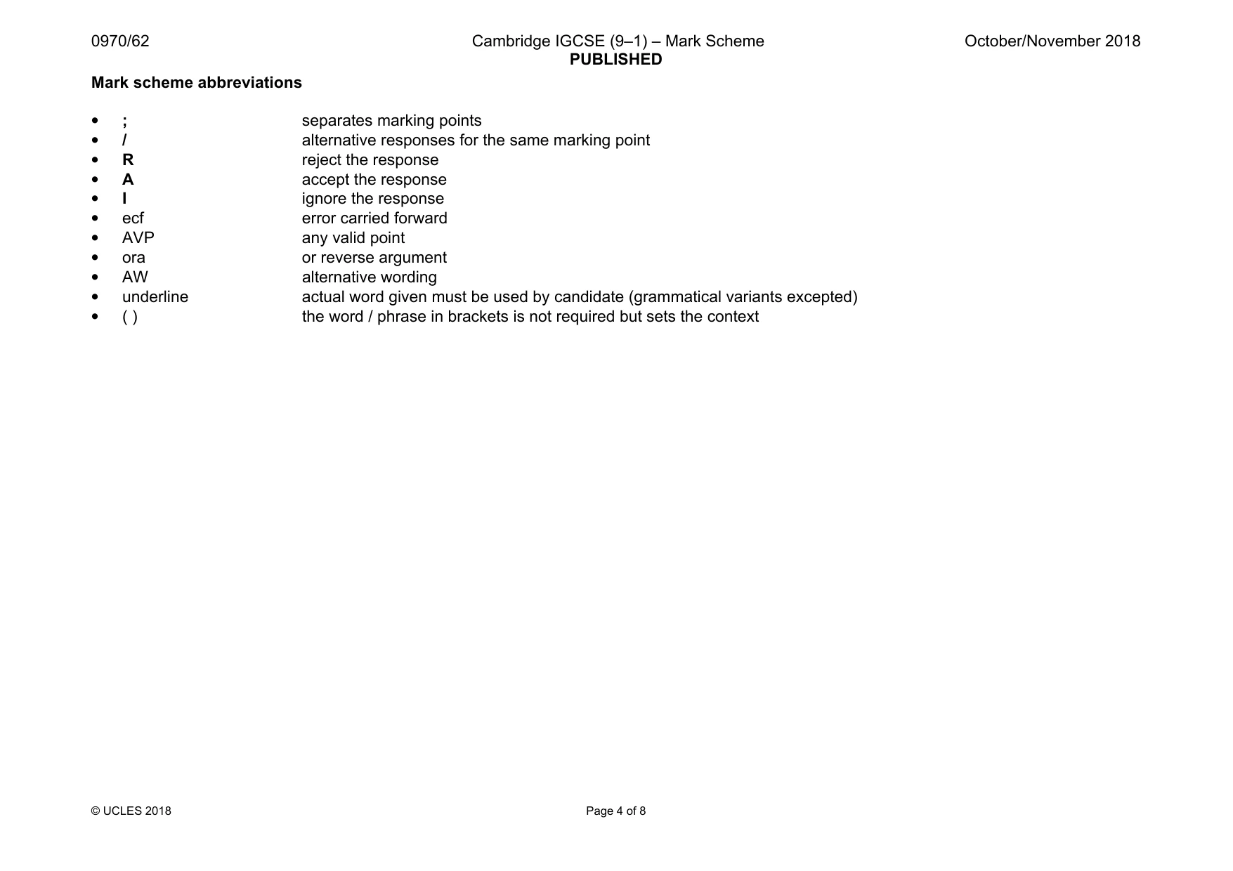 Mark scheme, page 4 of 8