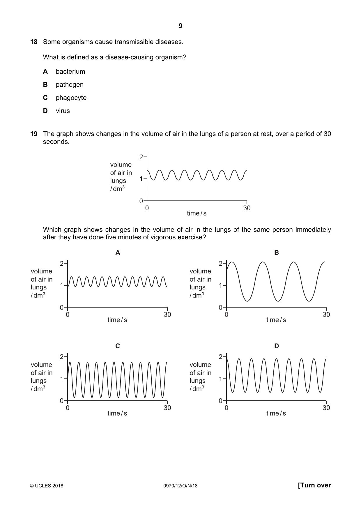 Cambridge IGCSE Biology (9-1) 0970 2018 Oct/Nov Paper 1 · Variant 2 question paper, page 9 of 20