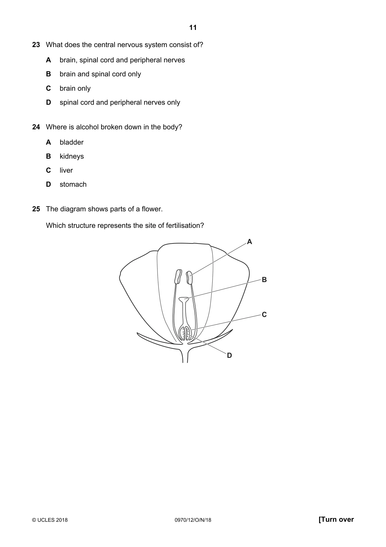 Cambridge IGCSE Biology (9-1) 0970 2018 Oct/Nov Paper 1 · Variant 2 question paper, page 11 of 20