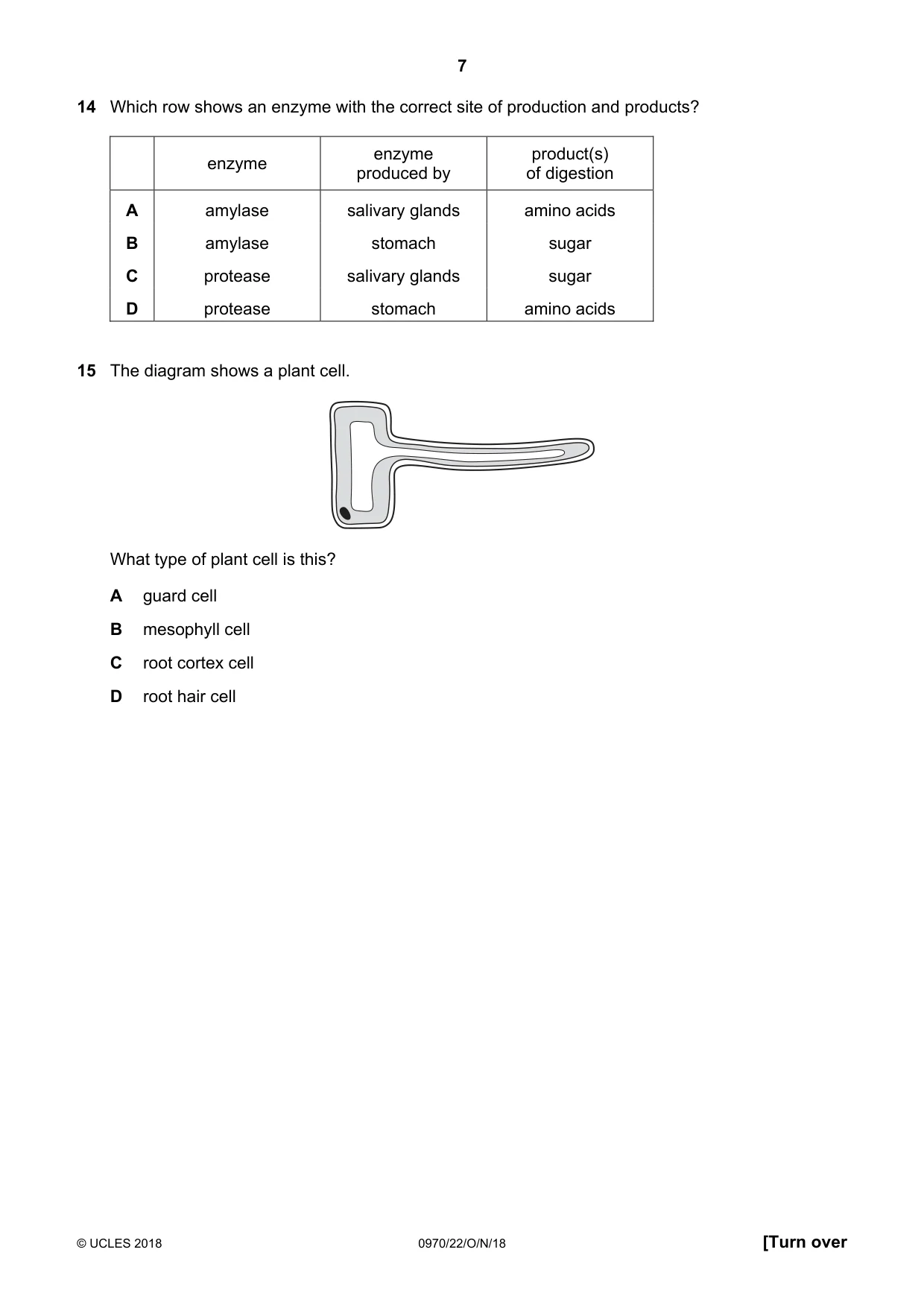 Cambridge IGCSE Biology (9-1) 0970 2018 Oct/Nov Paper 2 · Variant 2 question paper, page 7 of 20