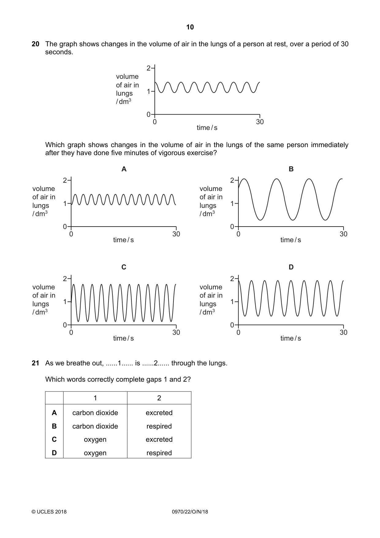 Cambridge IGCSE Biology (9-1) 0970 2018 Oct/Nov Paper 2 · Variant 2 question paper, page 10 of 20