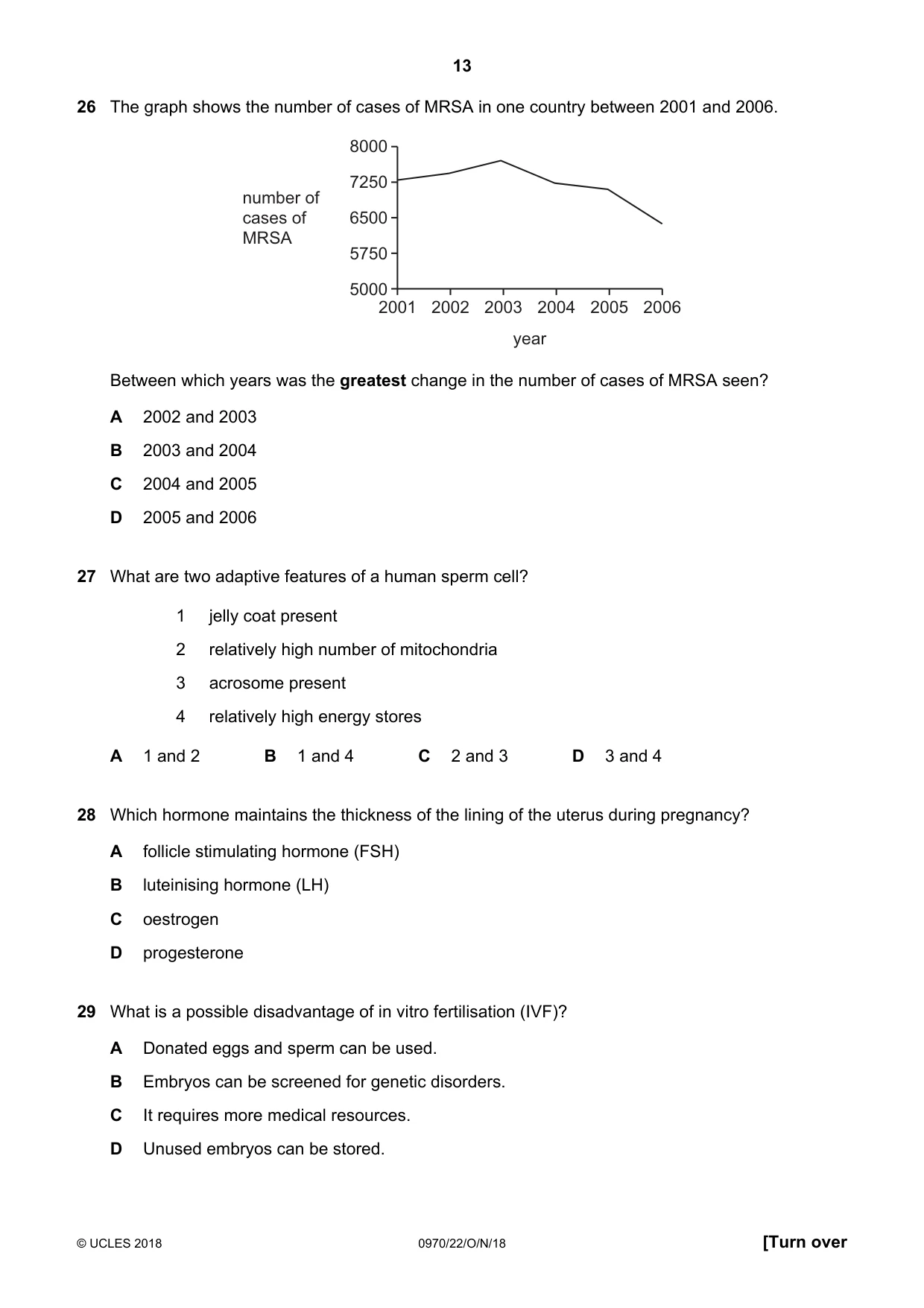 Cambridge IGCSE Biology (9-1) 0970 2018 Oct/Nov Paper 2 · Variant 2 question paper, page 13 of 20