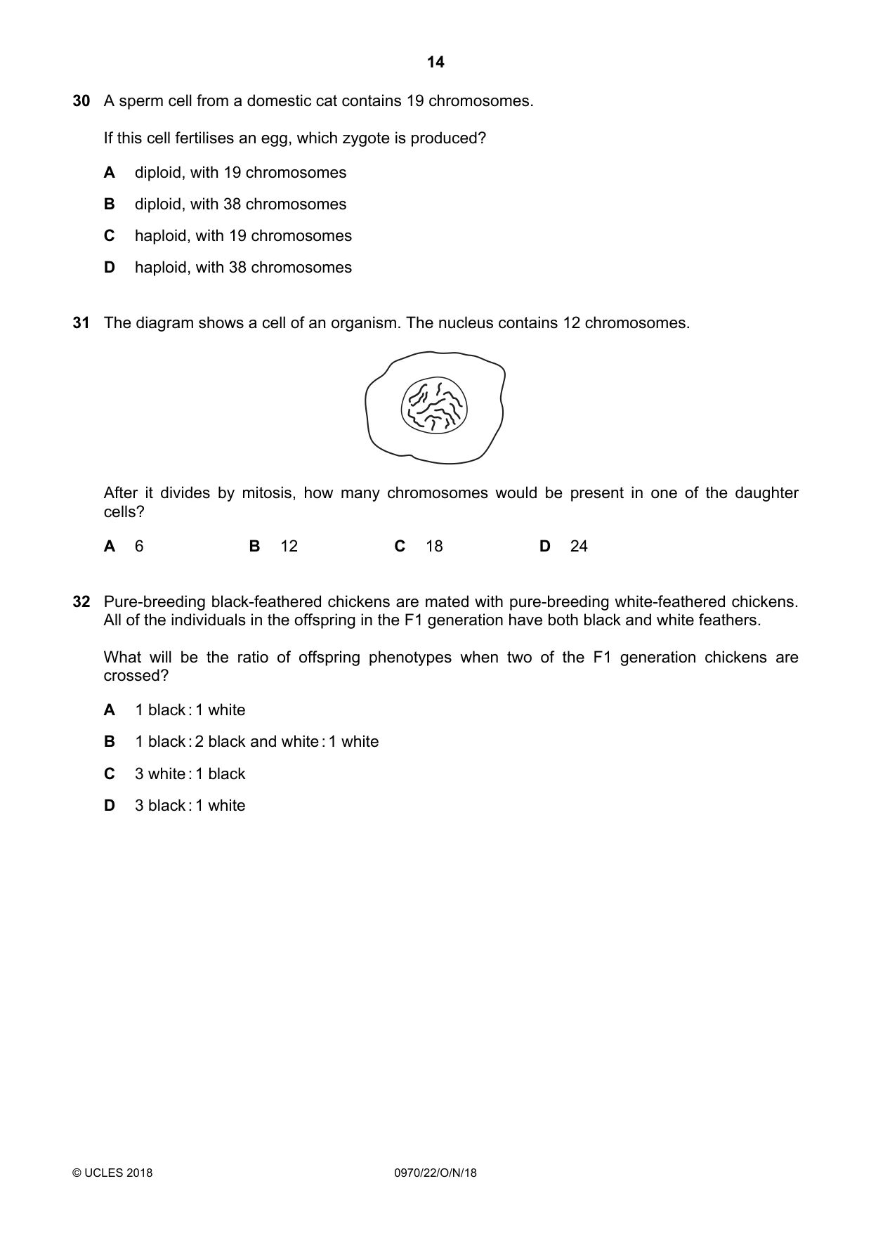 Cambridge IGCSE Biology (9-1) 0970 2018 Oct/Nov Paper 2 · Variant 2 question paper, page 14 of 20