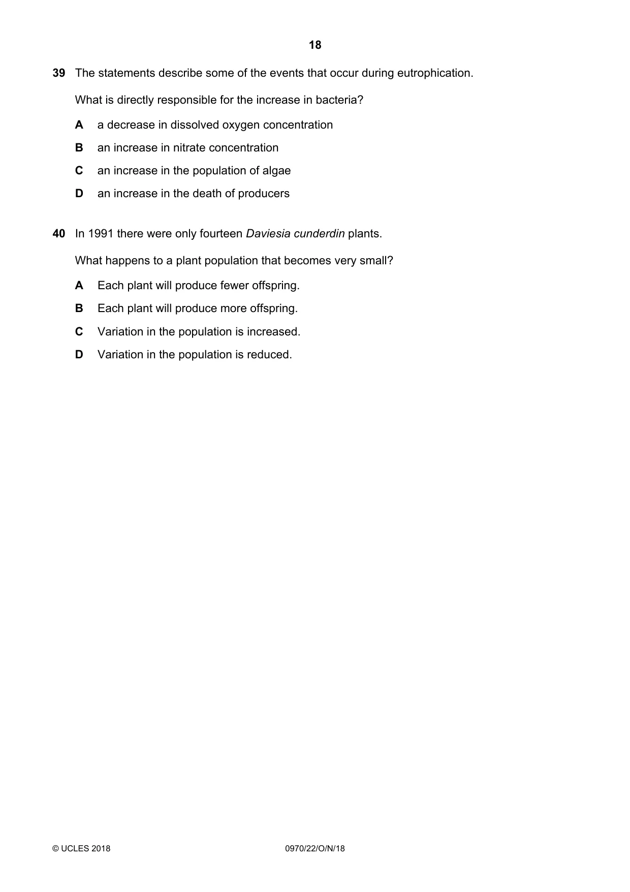 Cambridge IGCSE Biology (9-1) 0970 2018 Oct/Nov Paper 2 · Variant 2 question paper, page 18 of 20
