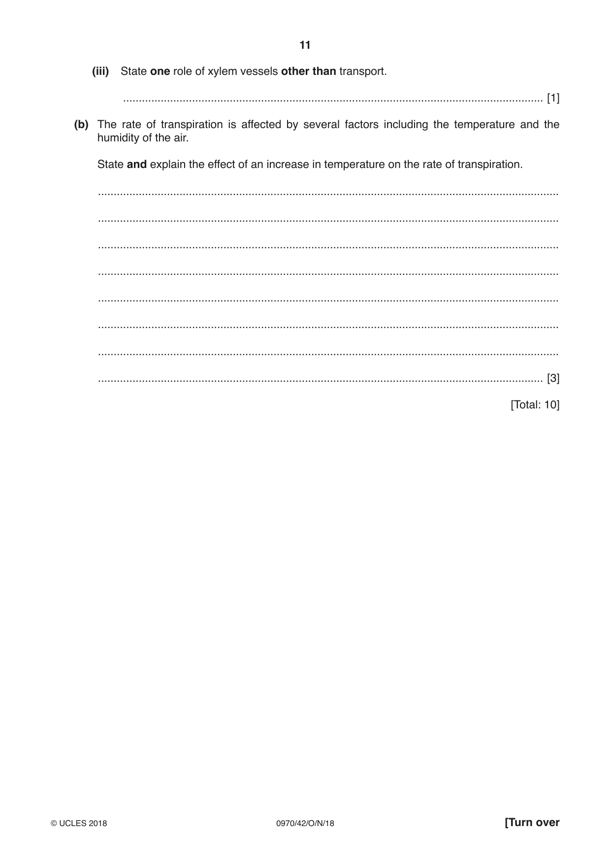 Cambridge IGCSE Biology (9-1) 0970 2018 Oct/Nov Paper 4 · Variant 2 question paper, page 11 of 20
