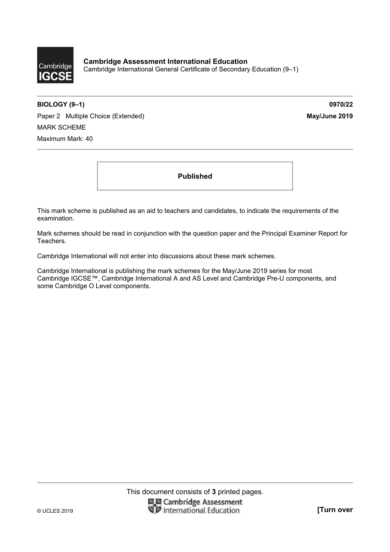 Mark scheme, page 1 of 3