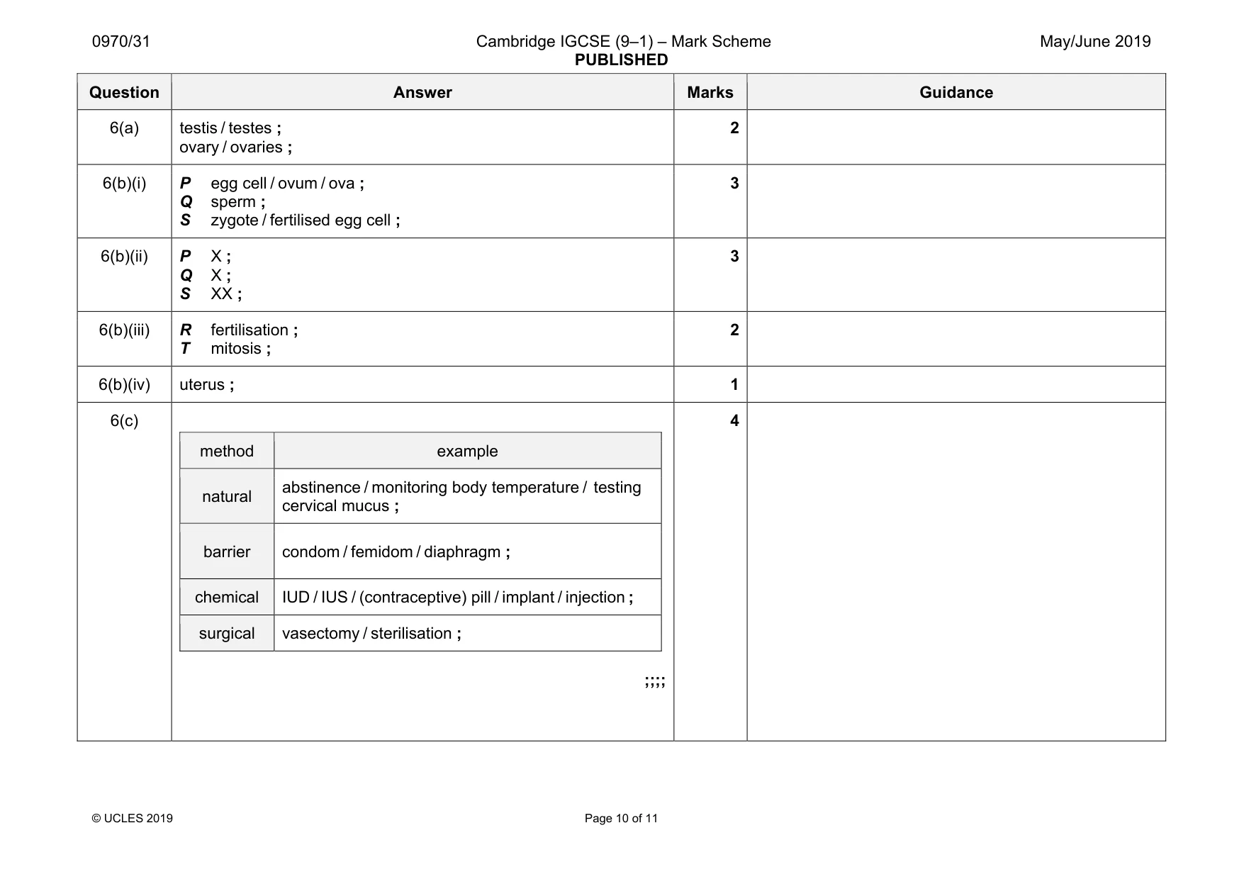 Mark scheme, page 10 of 11