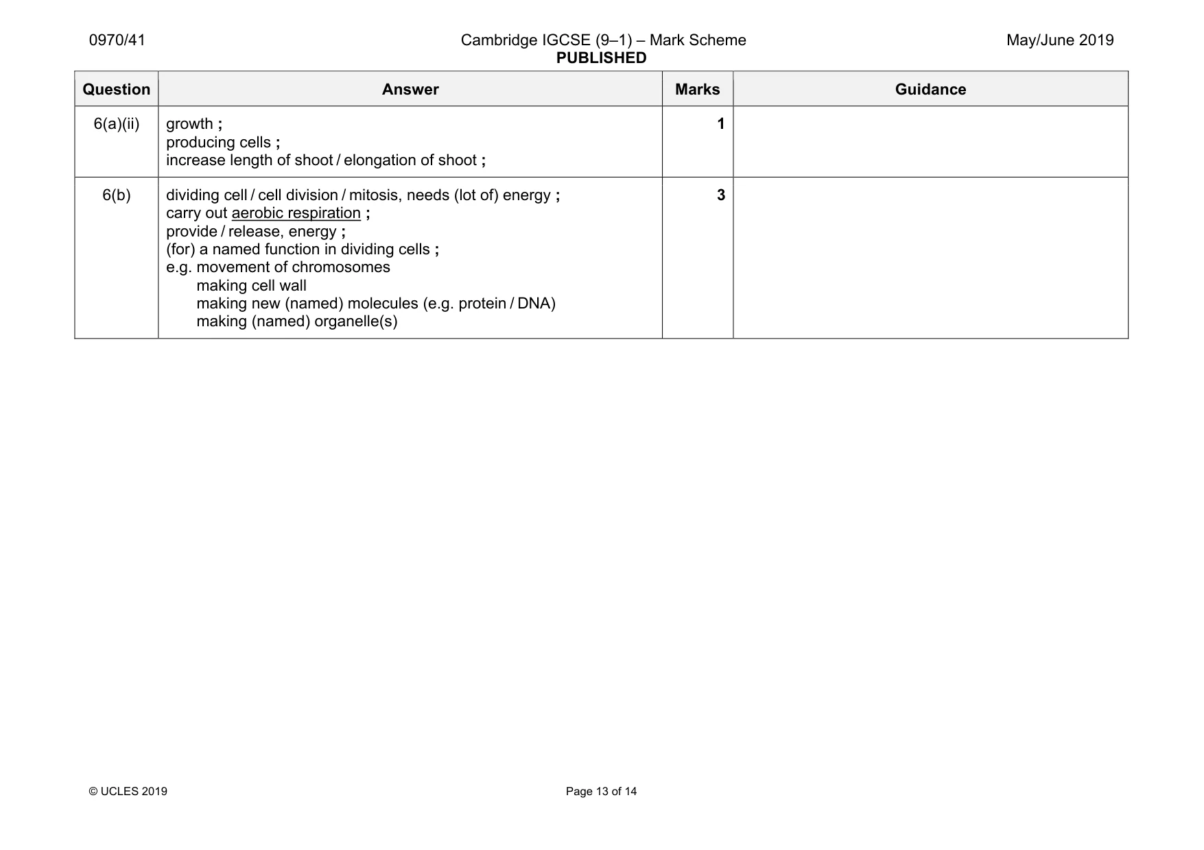 Mark scheme, page 13 of 14