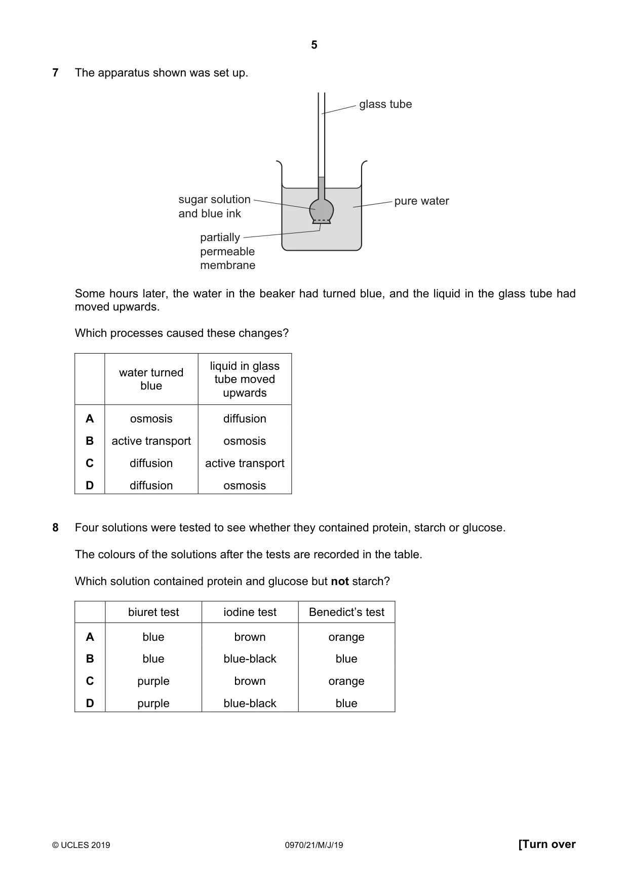 Cambridge IGCSE Biology (9-1) 0970 2019 May/June Paper 2 · Variant 1 question paper, page 5 of 20