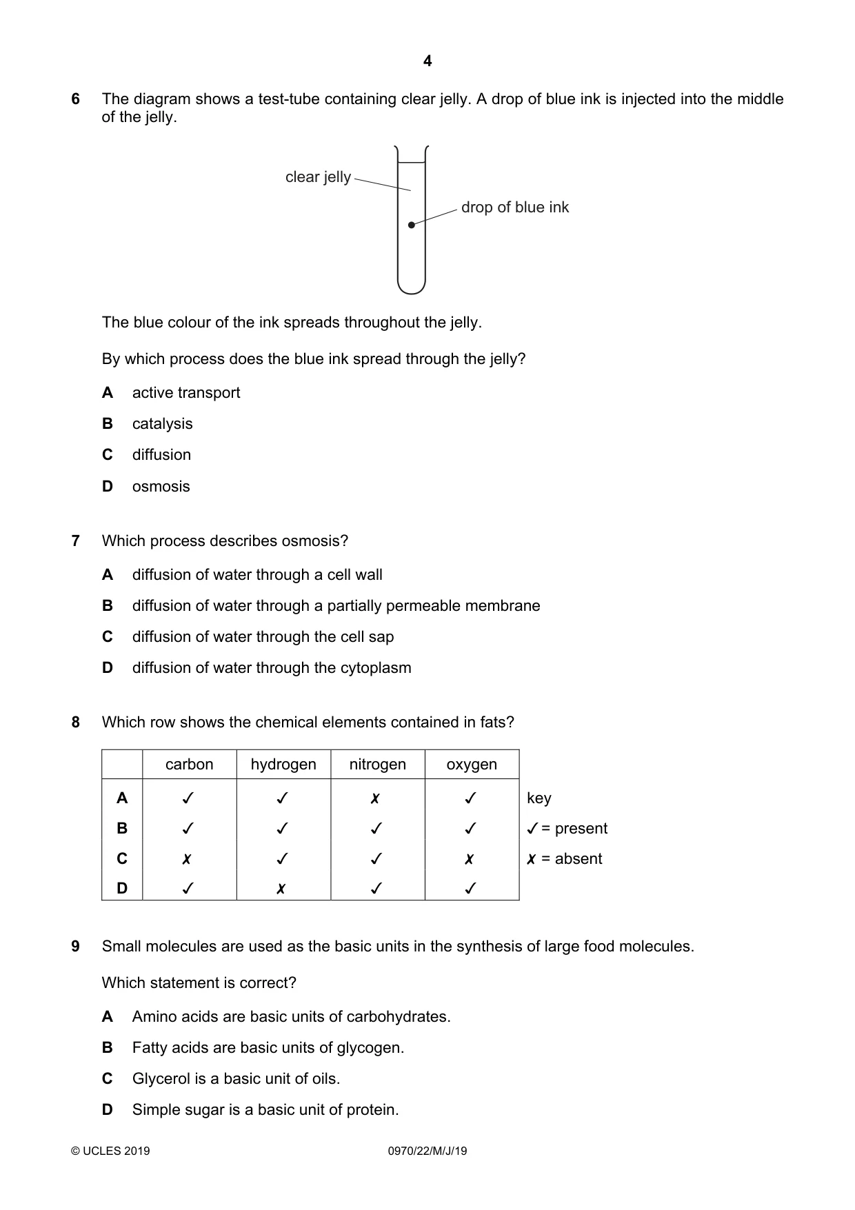 Cambridge IGCSE Biology (9-1) 0970 2019 May/June Paper 2 · Variant 2 question paper, page 4 of 16
