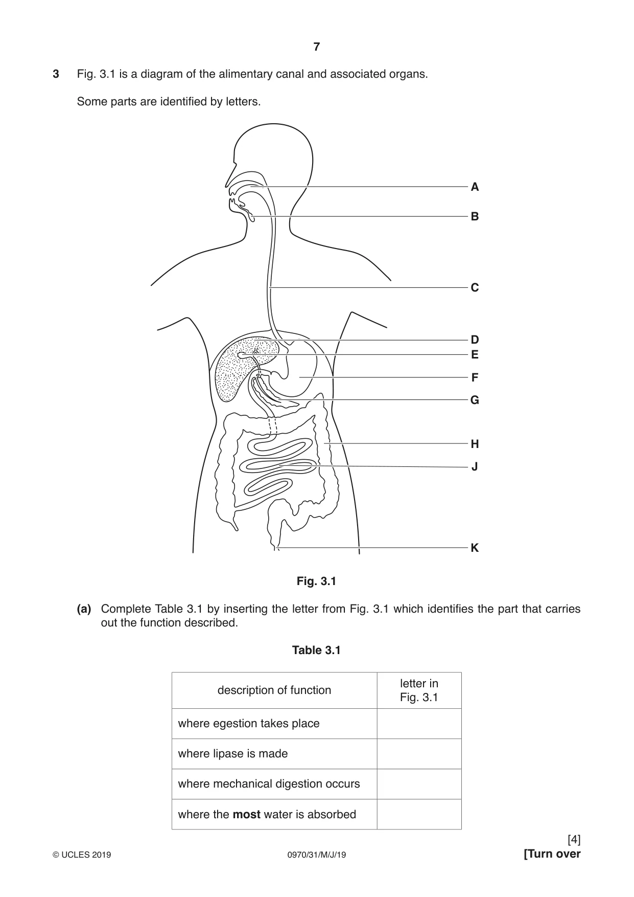 Cambridge IGCSE Biology (9-1) 0970 2019 May/June Paper 3 · Variant 1 question paper, page 7 of 20