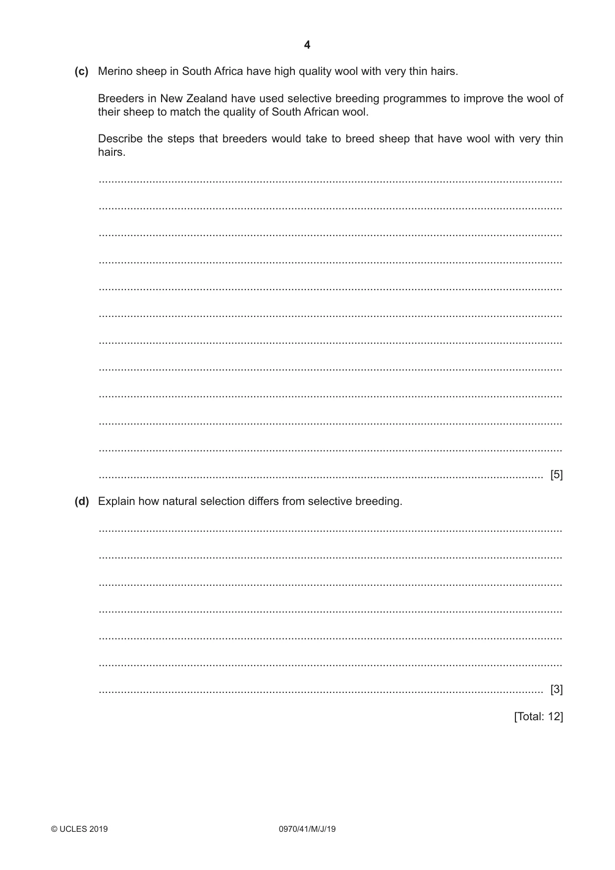 Cambridge IGCSE Biology (9-1) 0970 2019 May/June Paper 4 · Variant 1 question paper, page 4 of 20