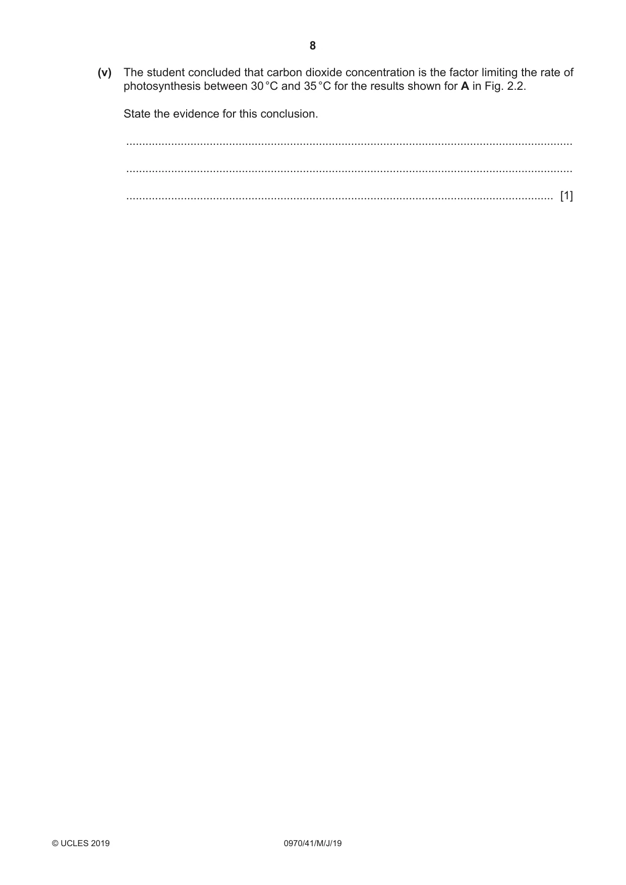 Cambridge IGCSE Biology (9-1) 0970 2019 May/June Paper 4 · Variant 1 question paper, page 8 of 20