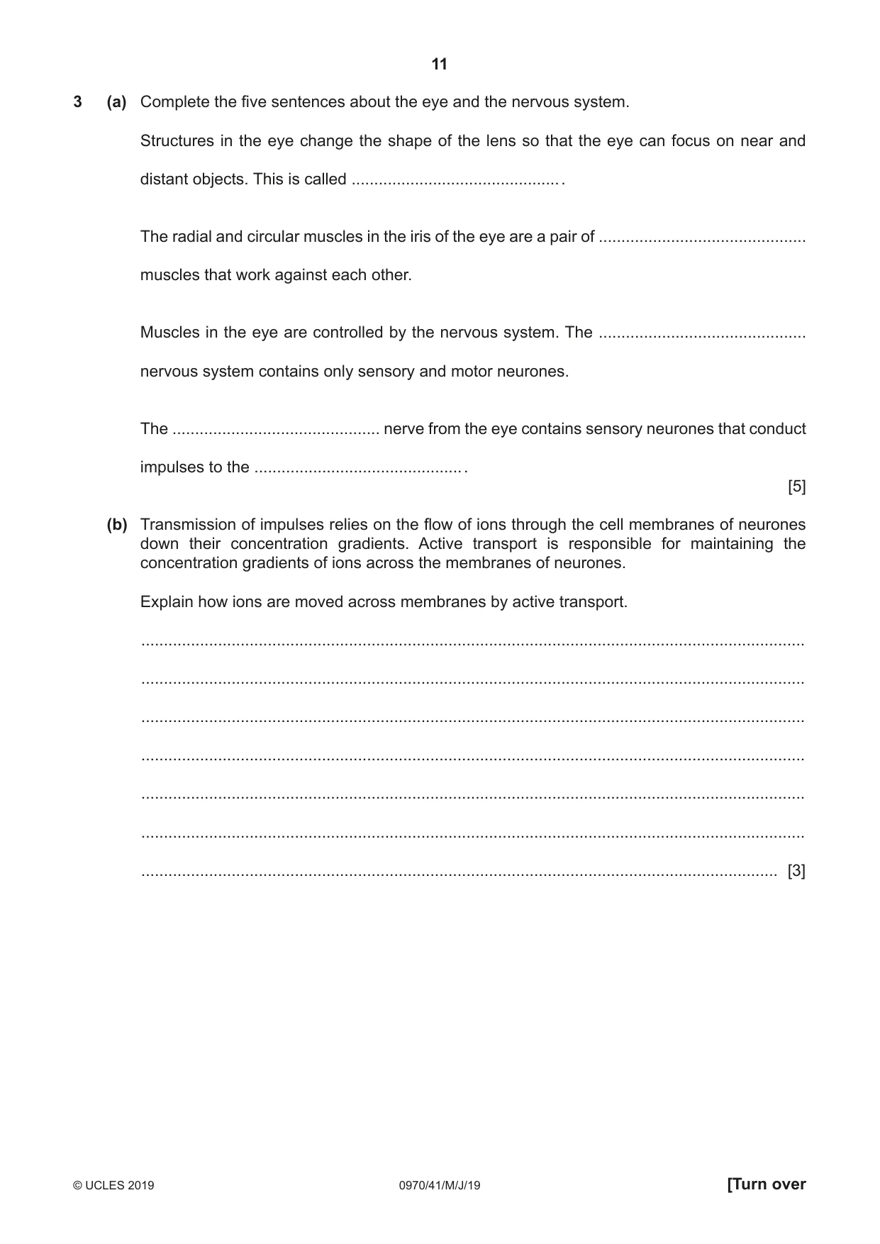 Cambridge IGCSE Biology (9-1) 0970 2019 May/June Paper 4 · Variant 1 question paper, page 11 of 20