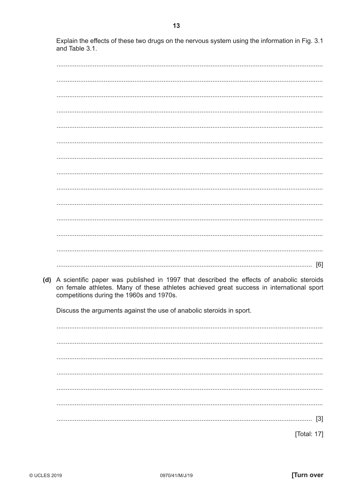 Cambridge IGCSE Biology (9-1) 0970 2019 May/June Paper 4 · Variant 1 question paper, page 13 of 20